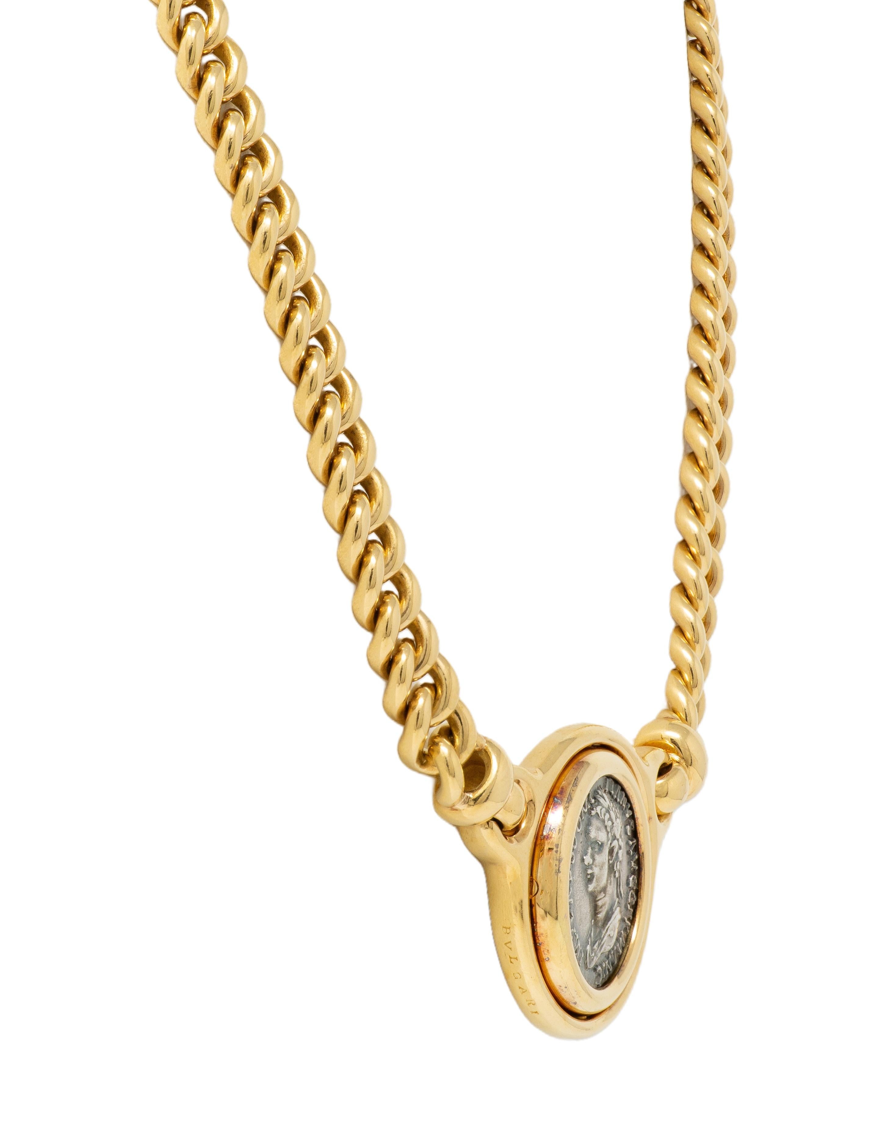 Bulgari Ancient Coin 18K Gold Vintage Flip Roman Constantine Vintage Necklace