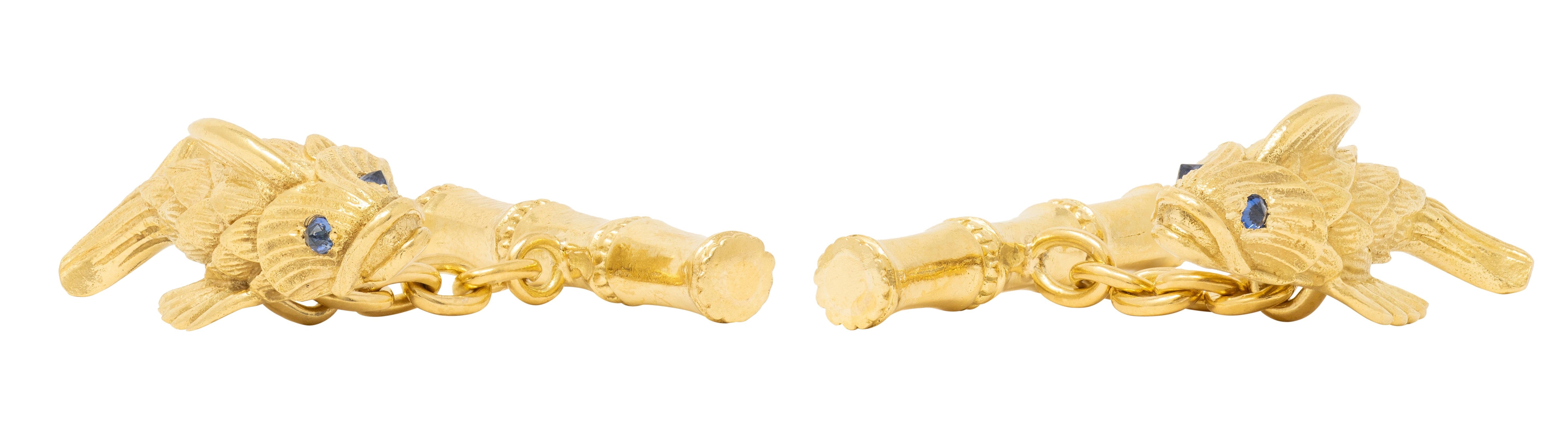 Schlumberger Tiffany & Co. 1960's Sapphire 18K Gold Vintage Fish Cufflinks