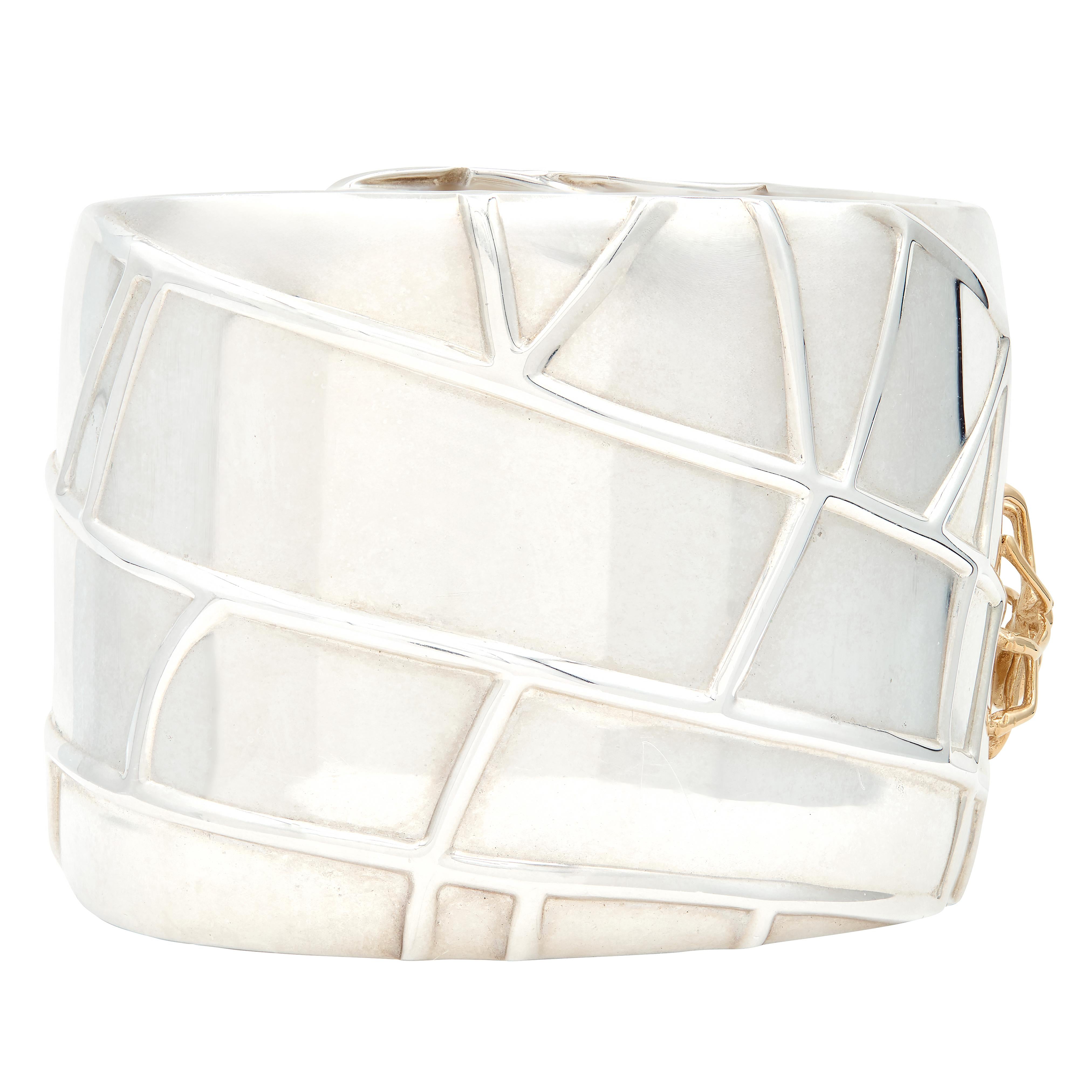 Tiffany & Co. 2001 18 Karat Yellow Gold Sterling Silver Spider Web Cuff Bracelet