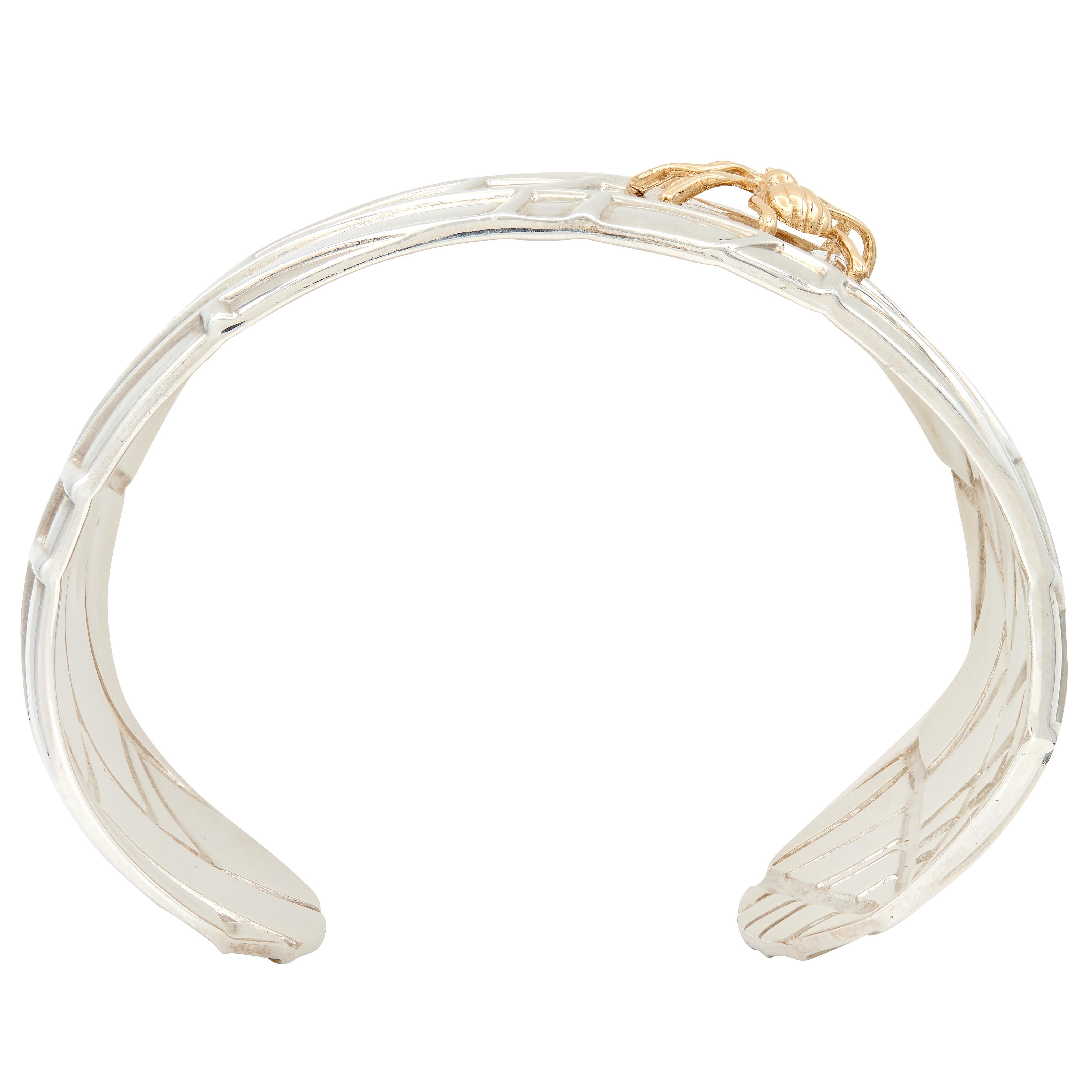 Tiffany & Co. 2001 18 Karat Yellow Gold Sterling Silver Spider Web Cuff Bracelet