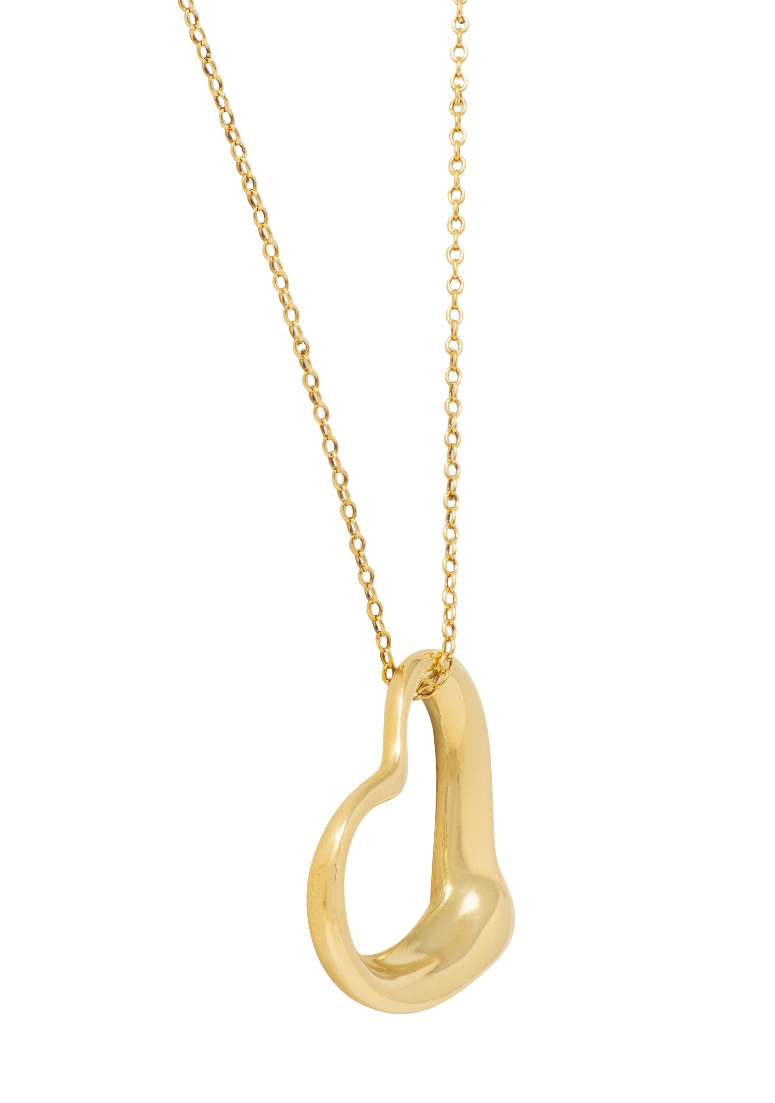 Elsa Peretti Tiffany & Co. 18 Karat Yellow Gold Open Heart Pendant Necklace