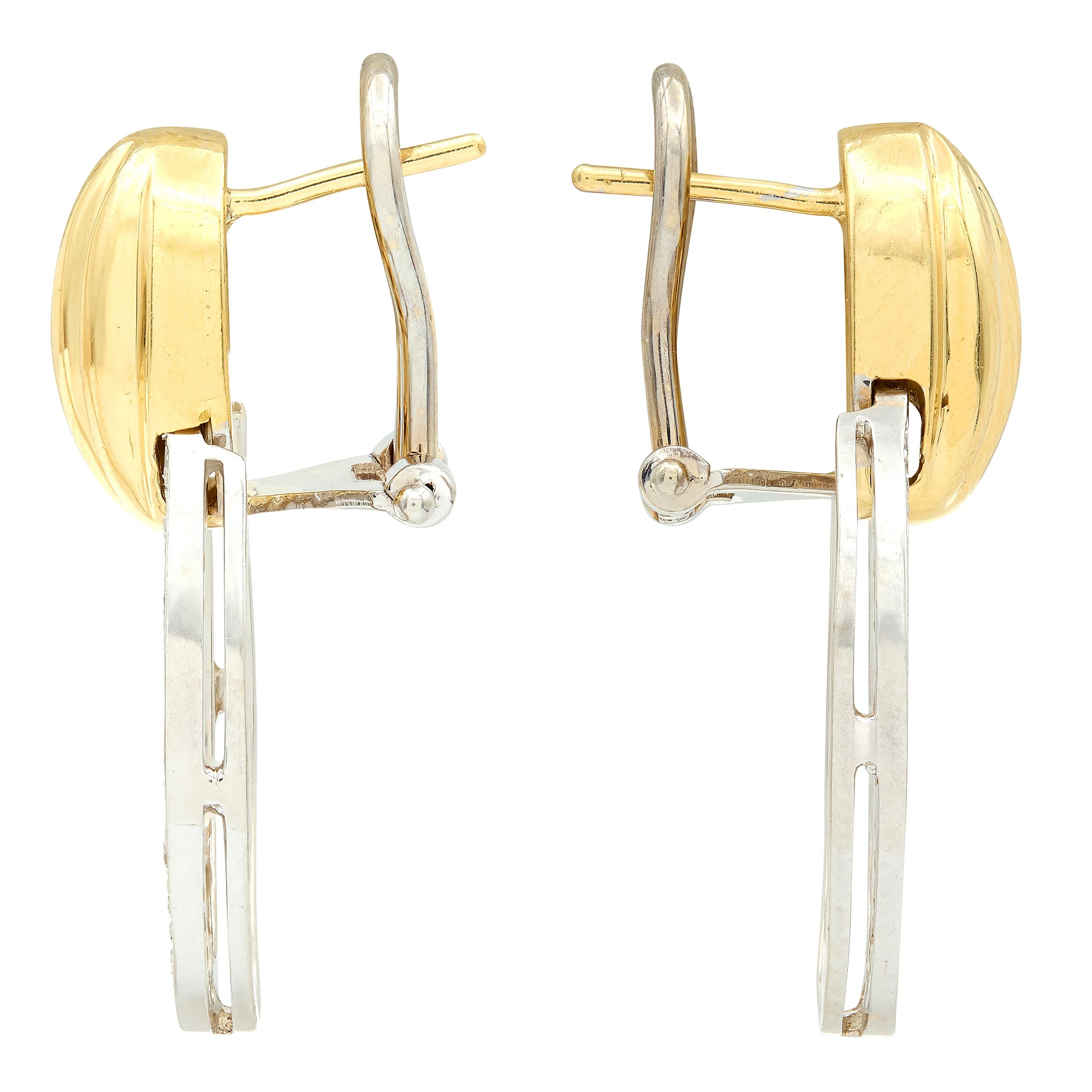 Spark 2000's Diamond 18 Karat Two-Tone Gold Door Knocker Earrings