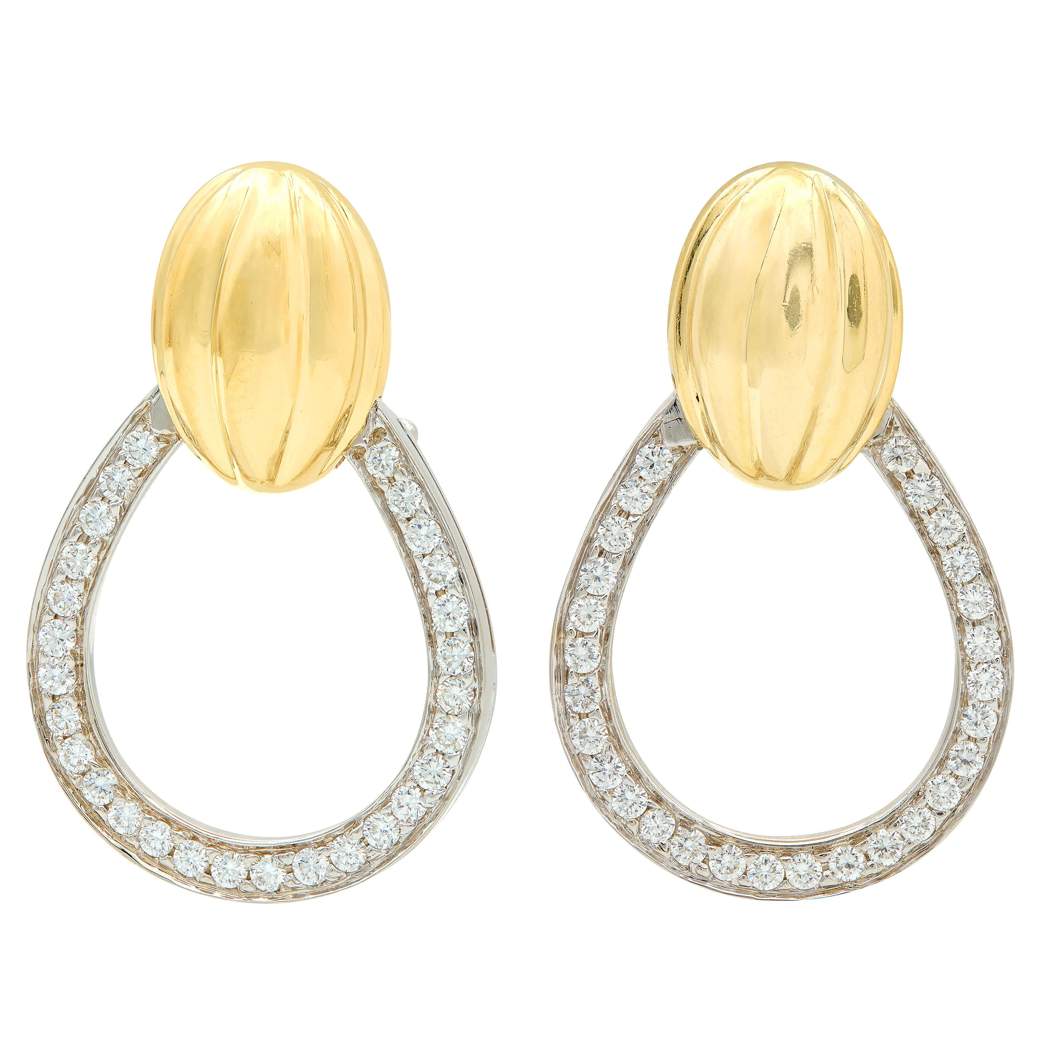 Spark 2000's Diamond 18 Karat Two-Tone Gold Door Knocker Earrings