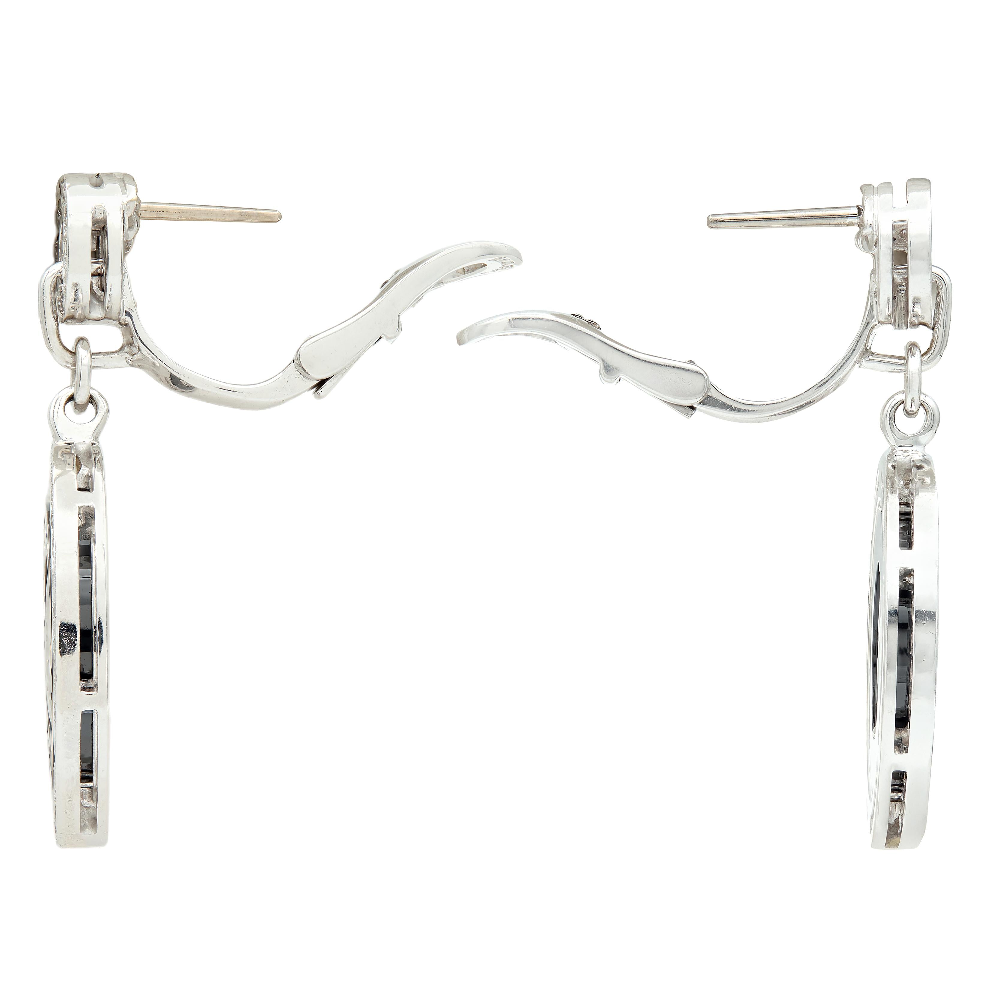 Bulgari 2000's Diamond Ceramic 18 Karat White Gold Cerchi Astrale Drop Earrings