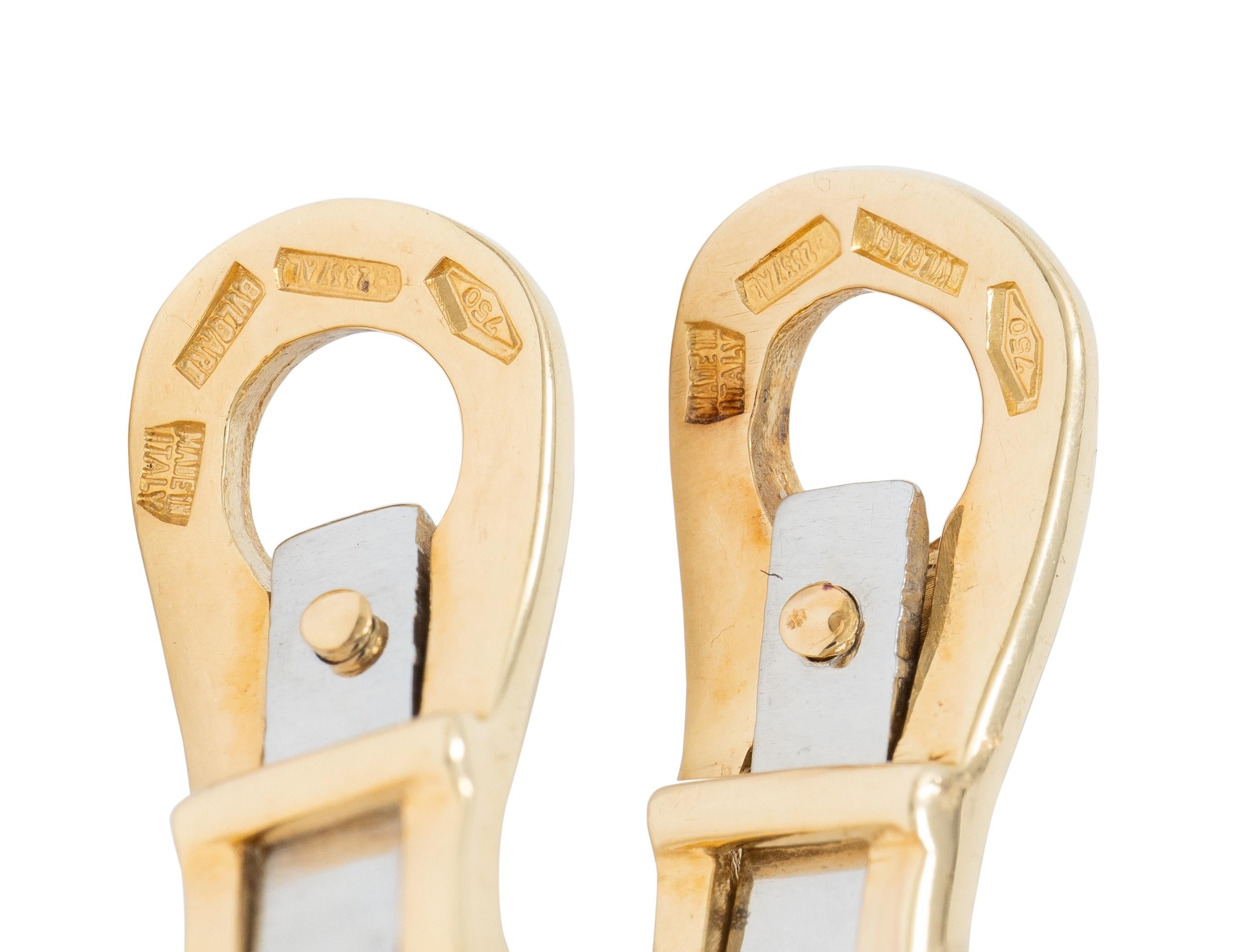 Bulgari 1990's 18 Karat Tri-Gold Vintage Roma Passo Link Drop Earrings