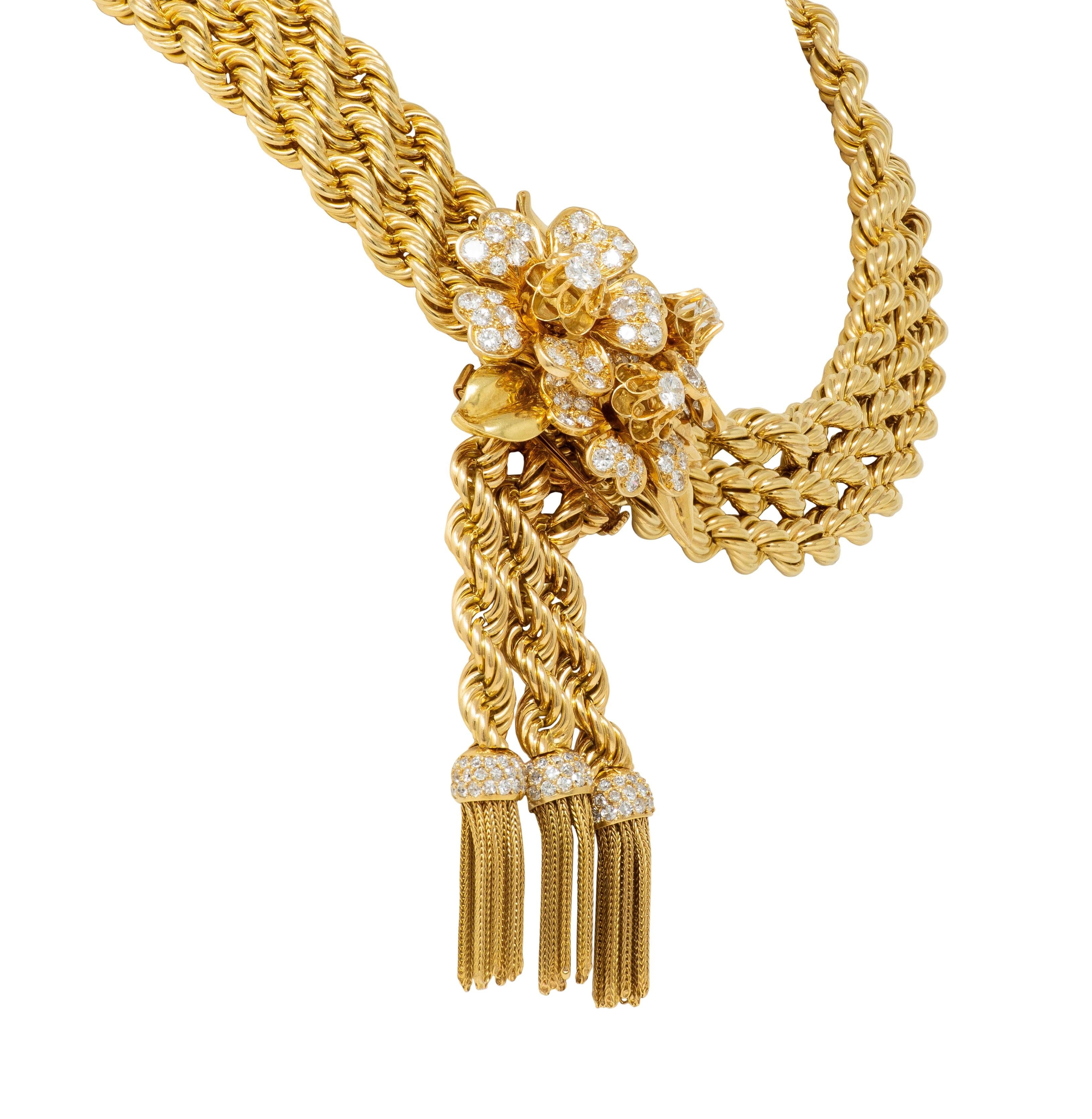 Van Cleef & Arpels 1949 French Diamond 18K Gold Vintage Brooch Necklace