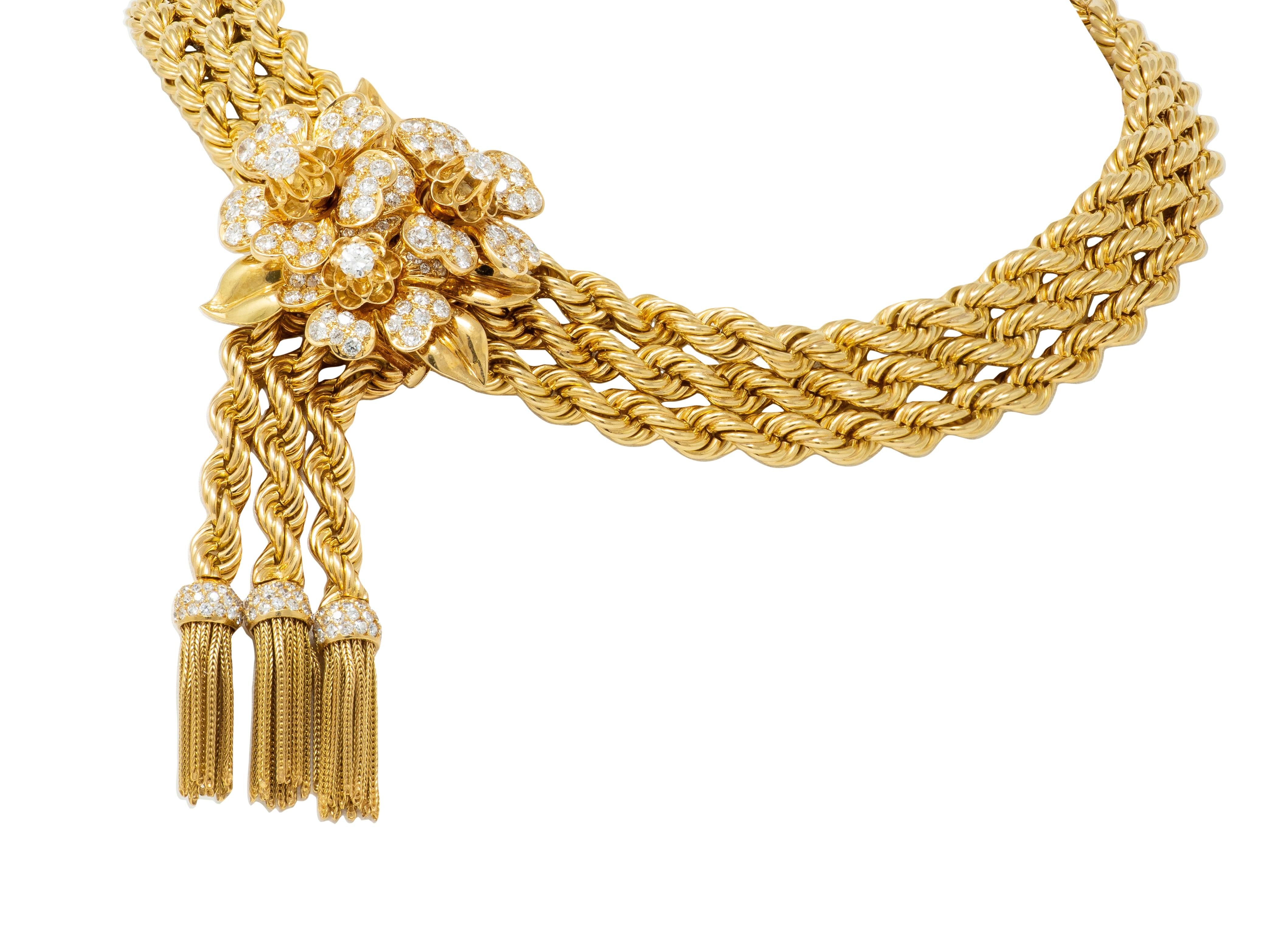 Van Cleef & Arpels 1949 French Diamond 18K Gold Vintage Brooch Necklace