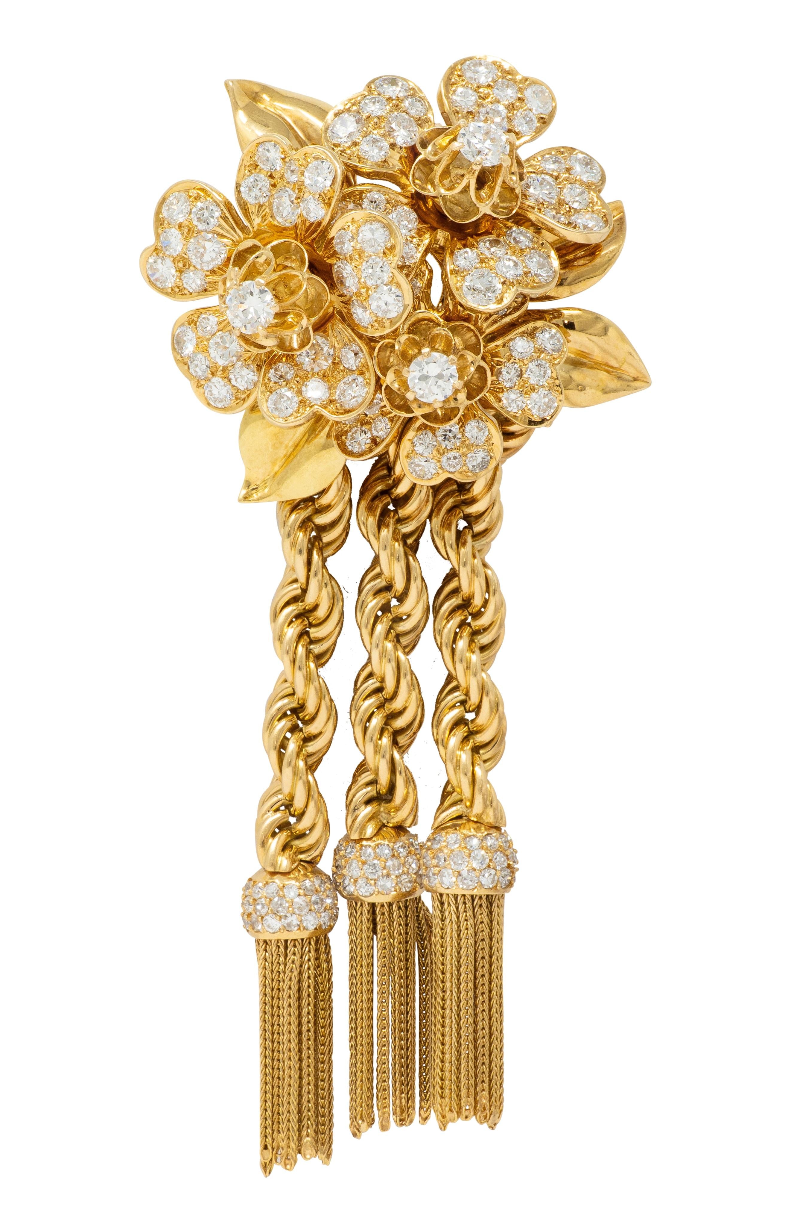 Van Cleef & Arpels 1949 French Diamond 18K Gold Vintage Brooch Necklace