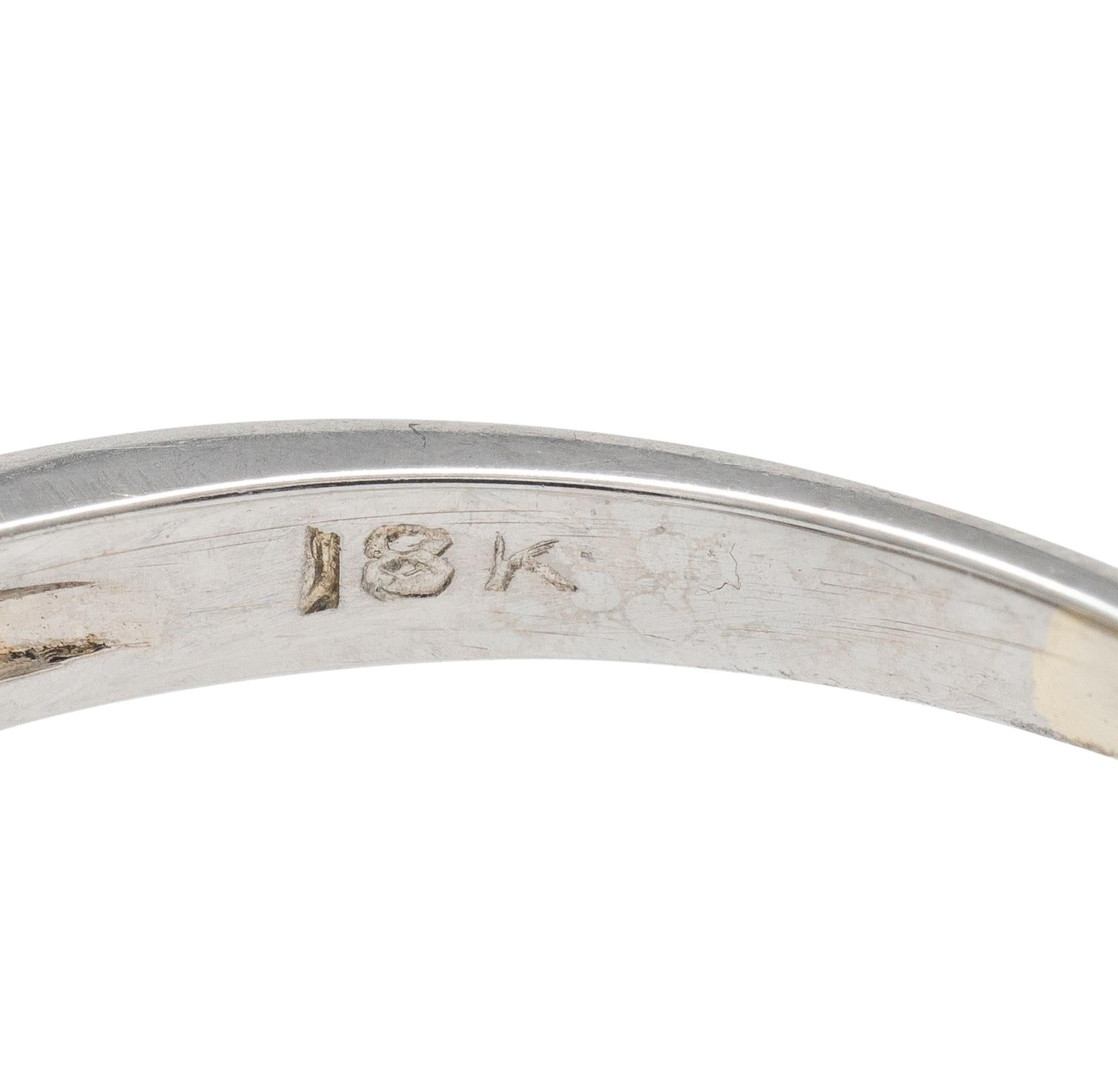 Art Deco European Diamond 18 Karat White Gold Antique Fanning Engagement Ring