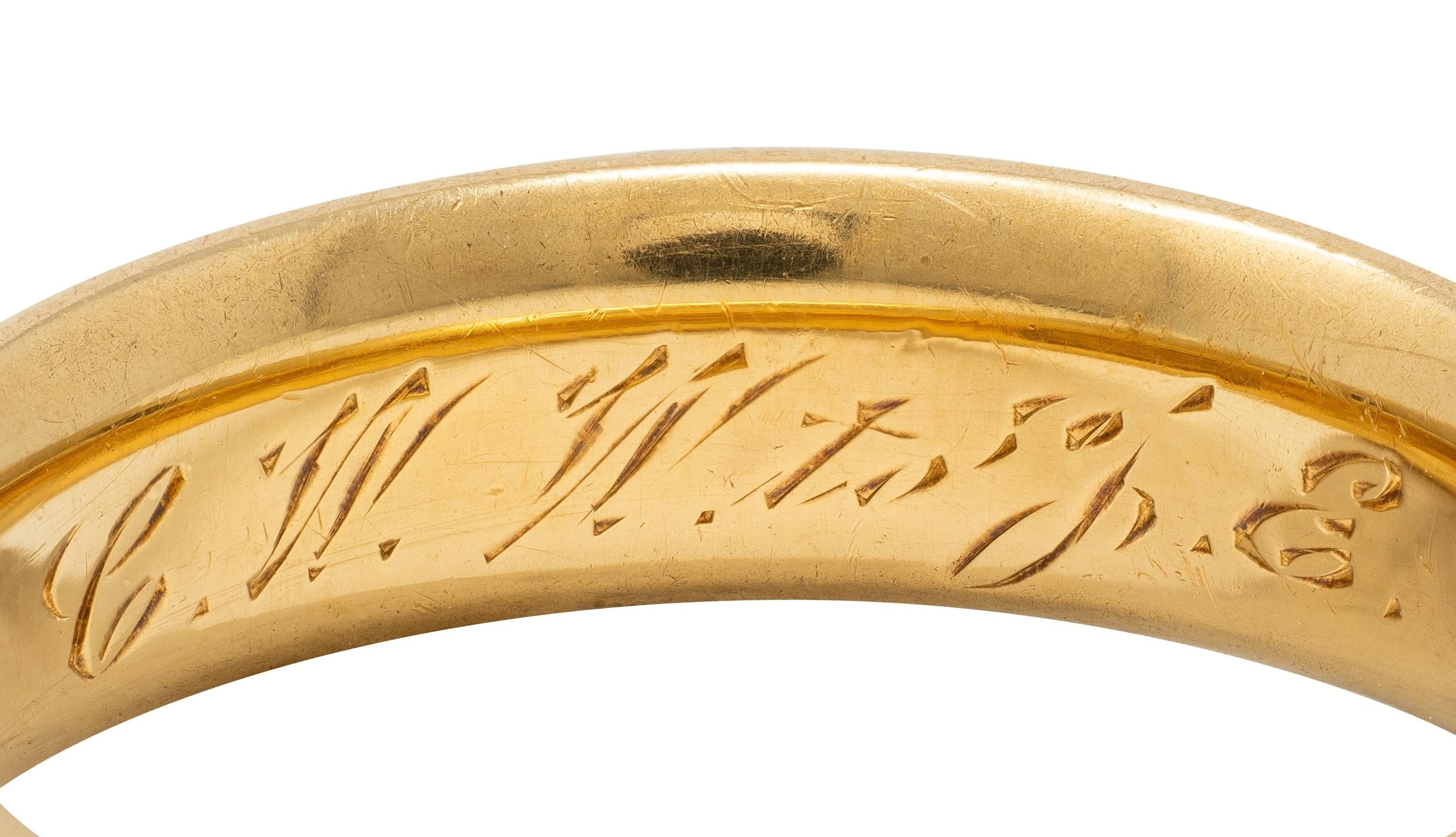 1873 18 Karat Yellow Gold Vintage Wide Wedding Band Ring