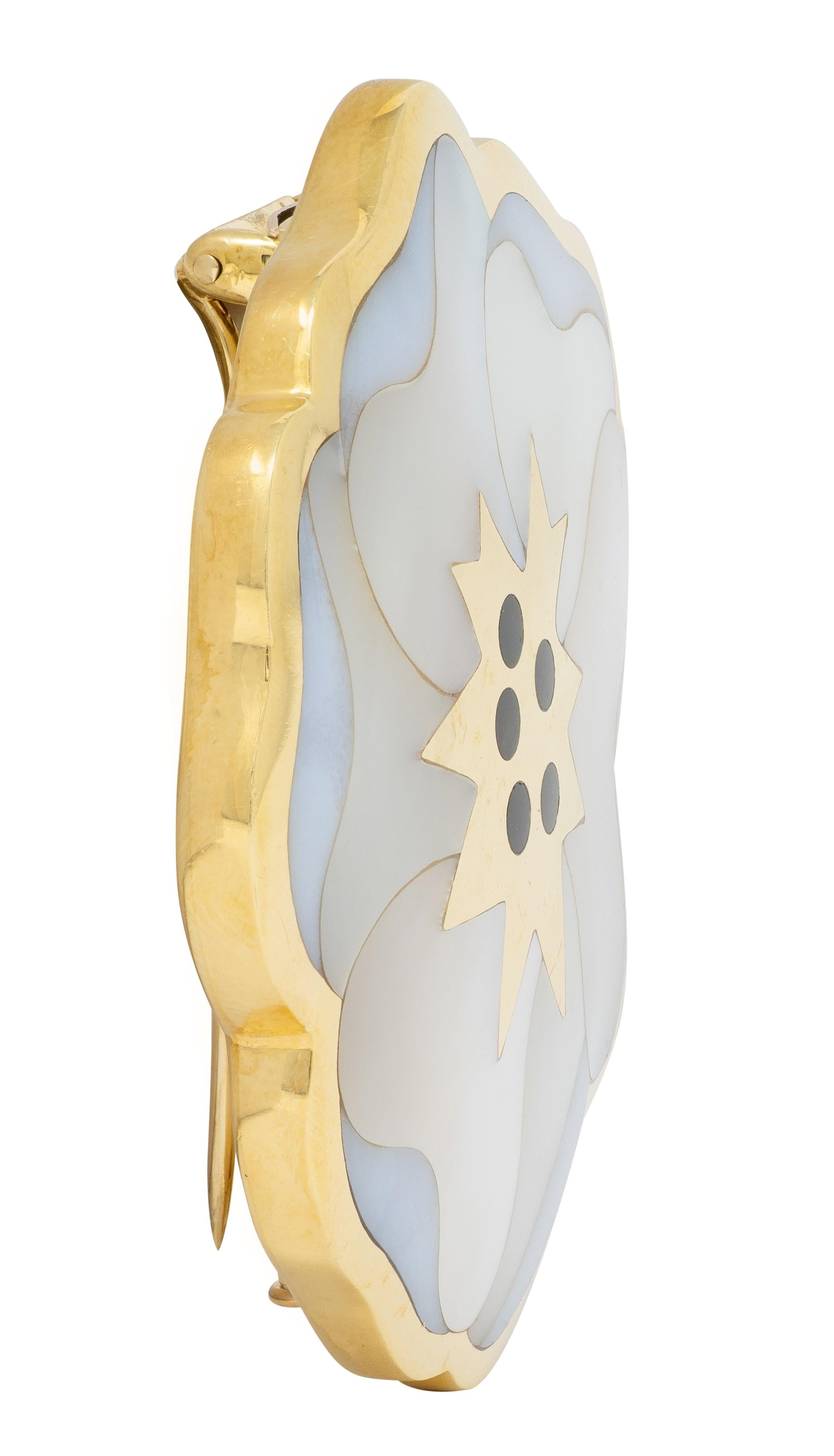 Angela Cummings Tiffany & Co. Multi-Gem Inlay 18K Vintage Poppy Flower Brooch