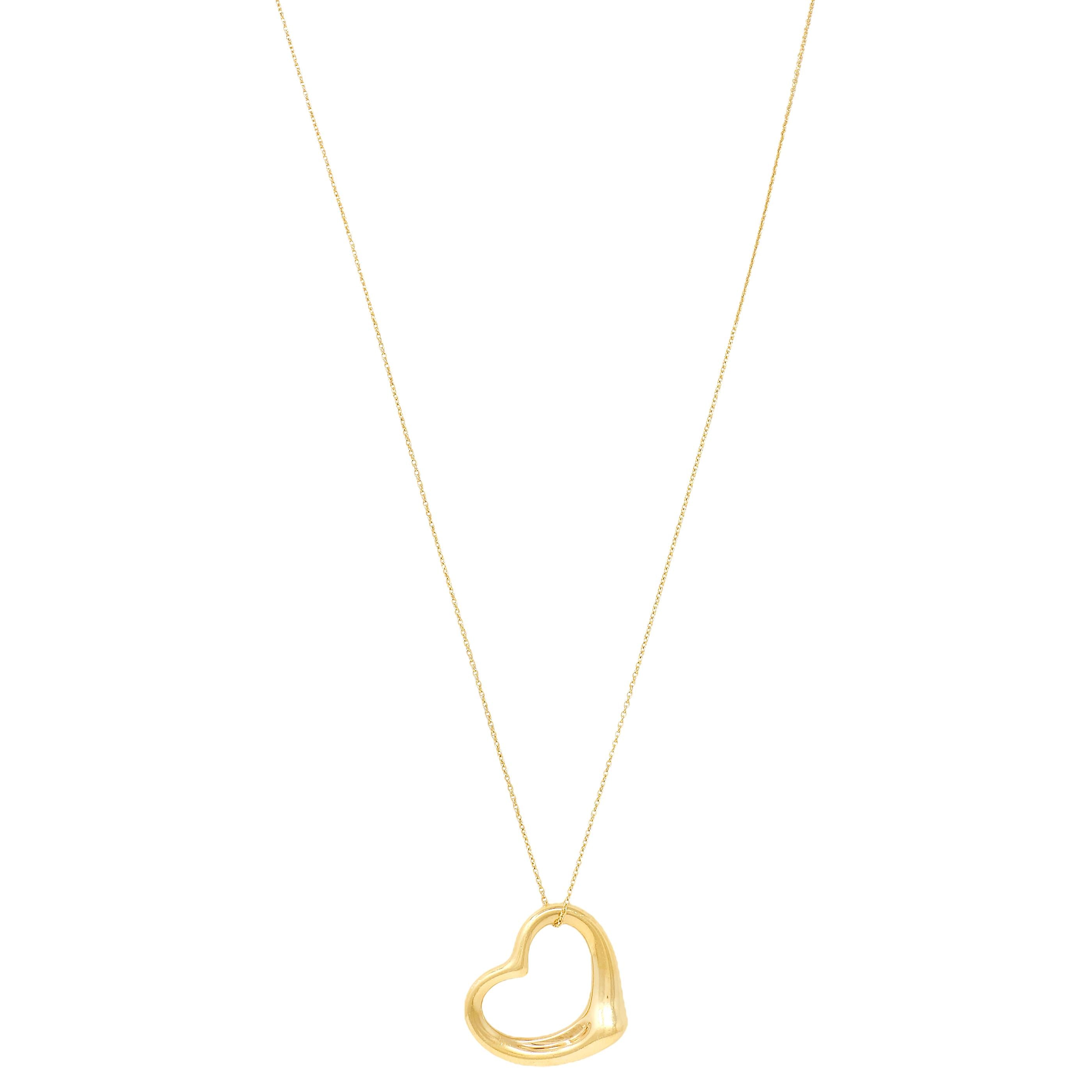 Elsa Peretti Tiffany & Co. 18 Karat Yellow Gold Vintage Open Heart Necklace