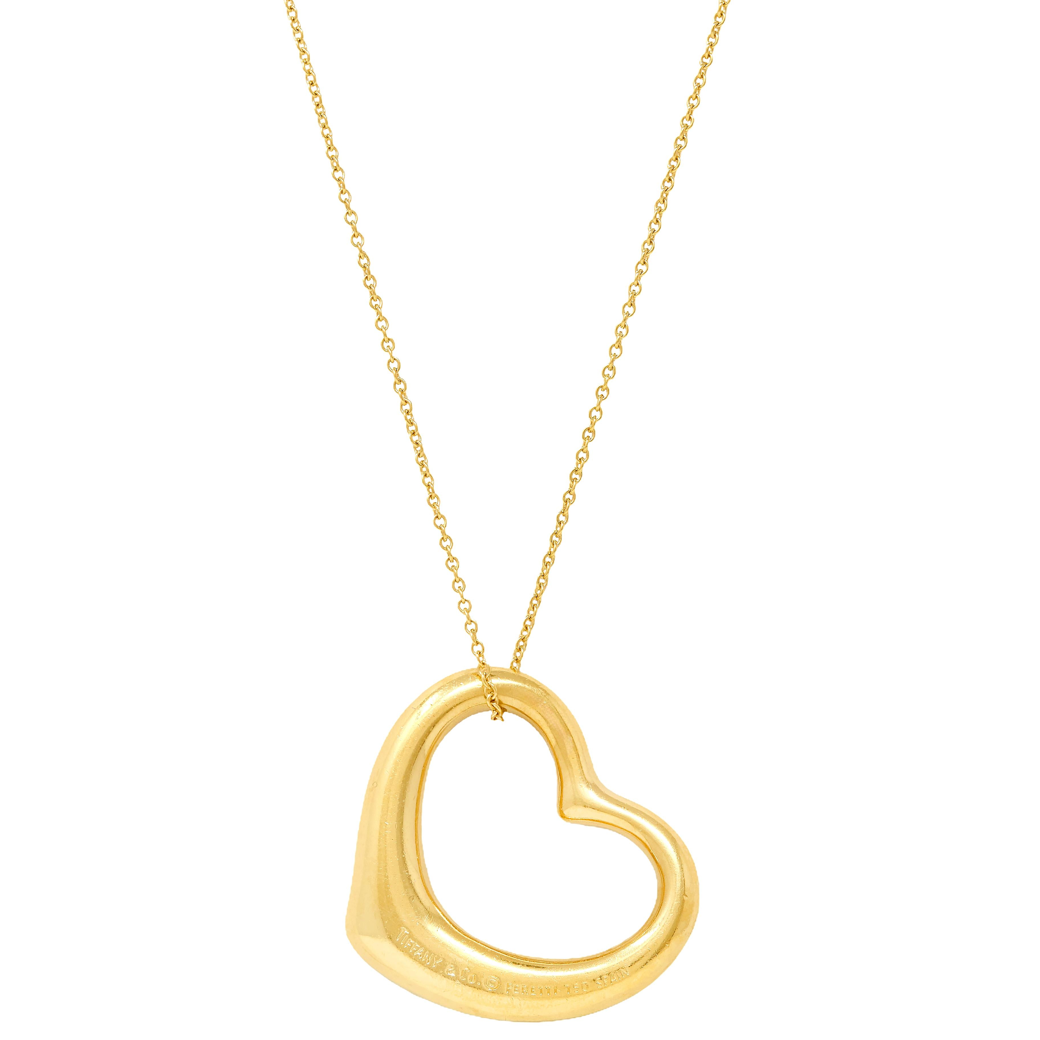 Elsa Peretti Tiffany & Co. 18 Karat Yellow Gold Vintage Open Heart Necklace