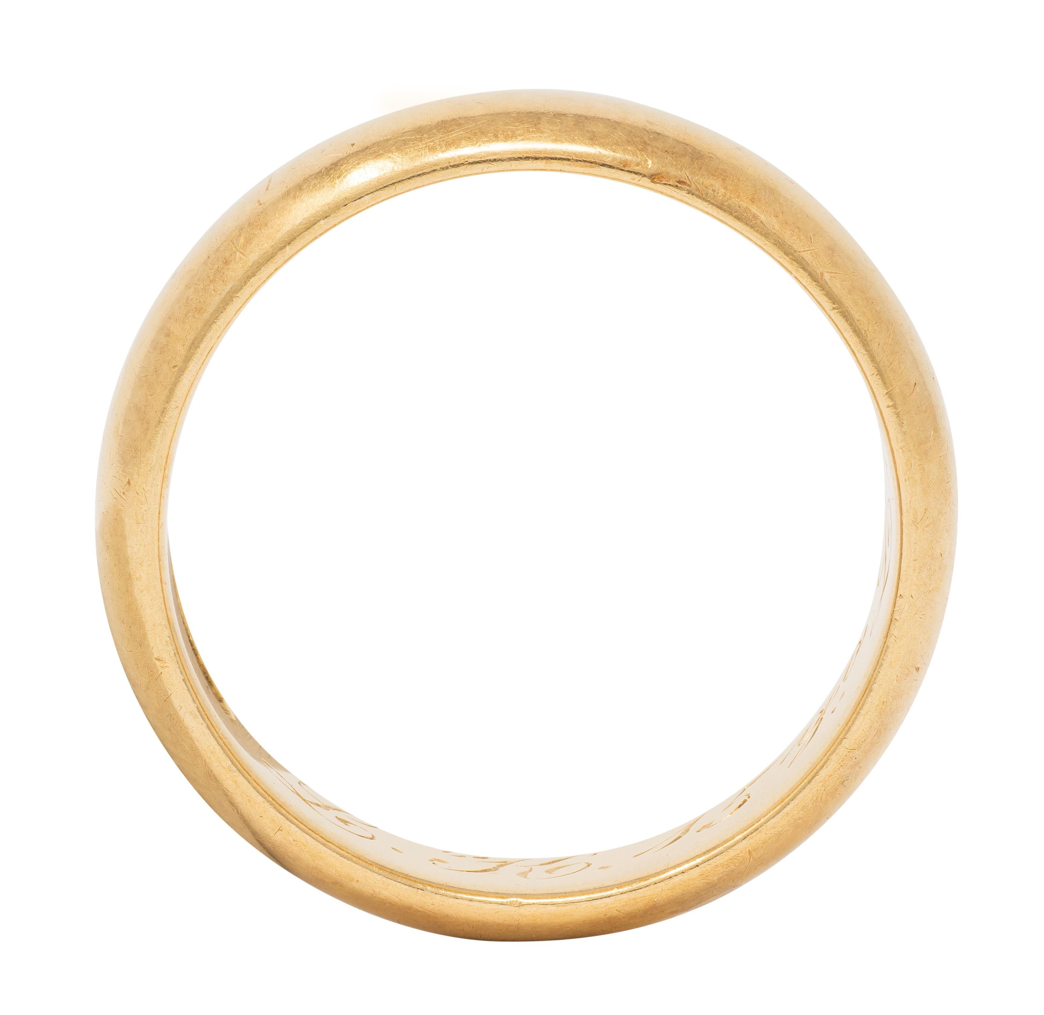 Victorian 18 Karat Yellow Gold Antique Wide Unisex Wedding Band Ring