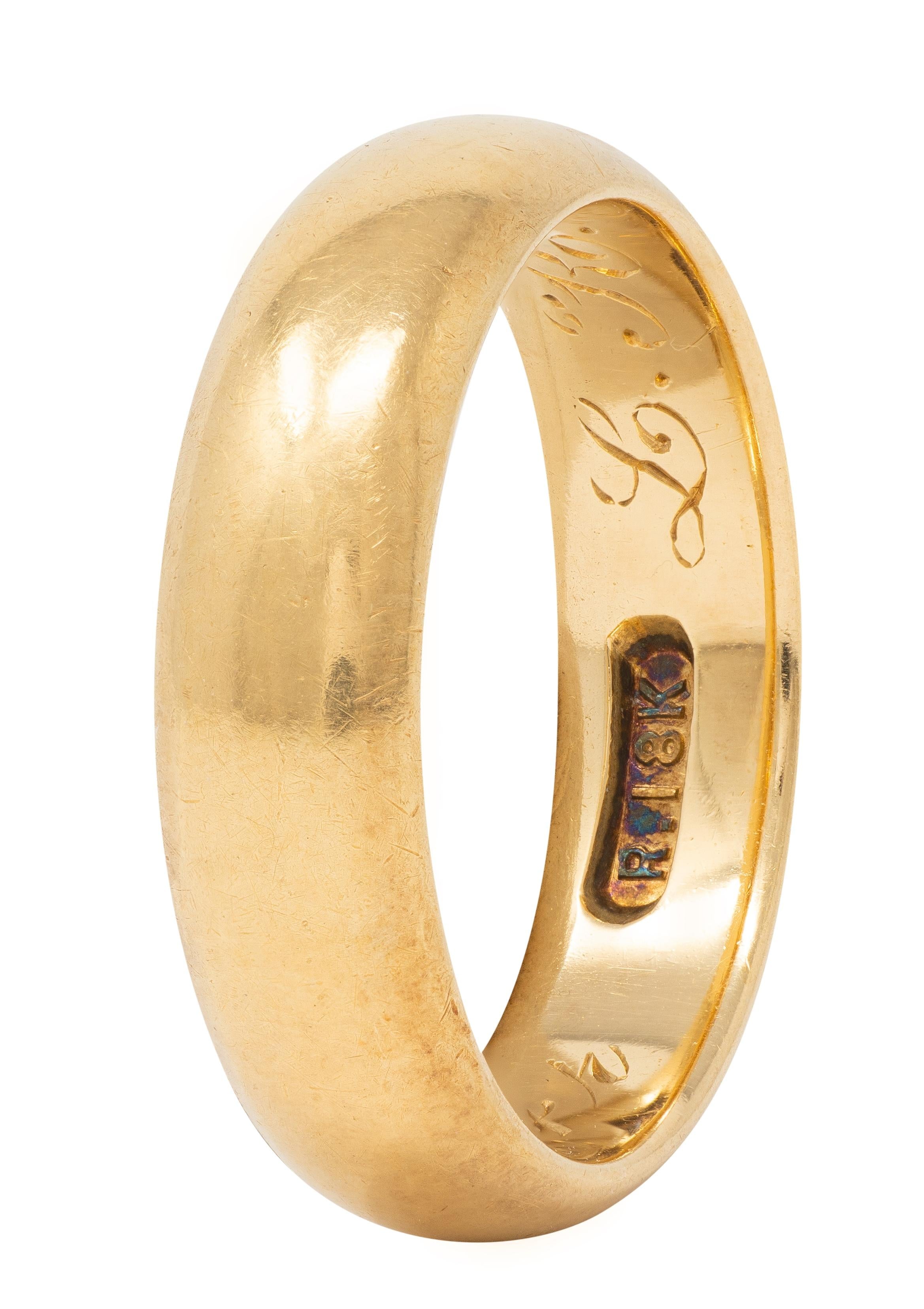 Victorian 18 Karat Yellow Gold Antique Wide Unisex Wedding Band Ring