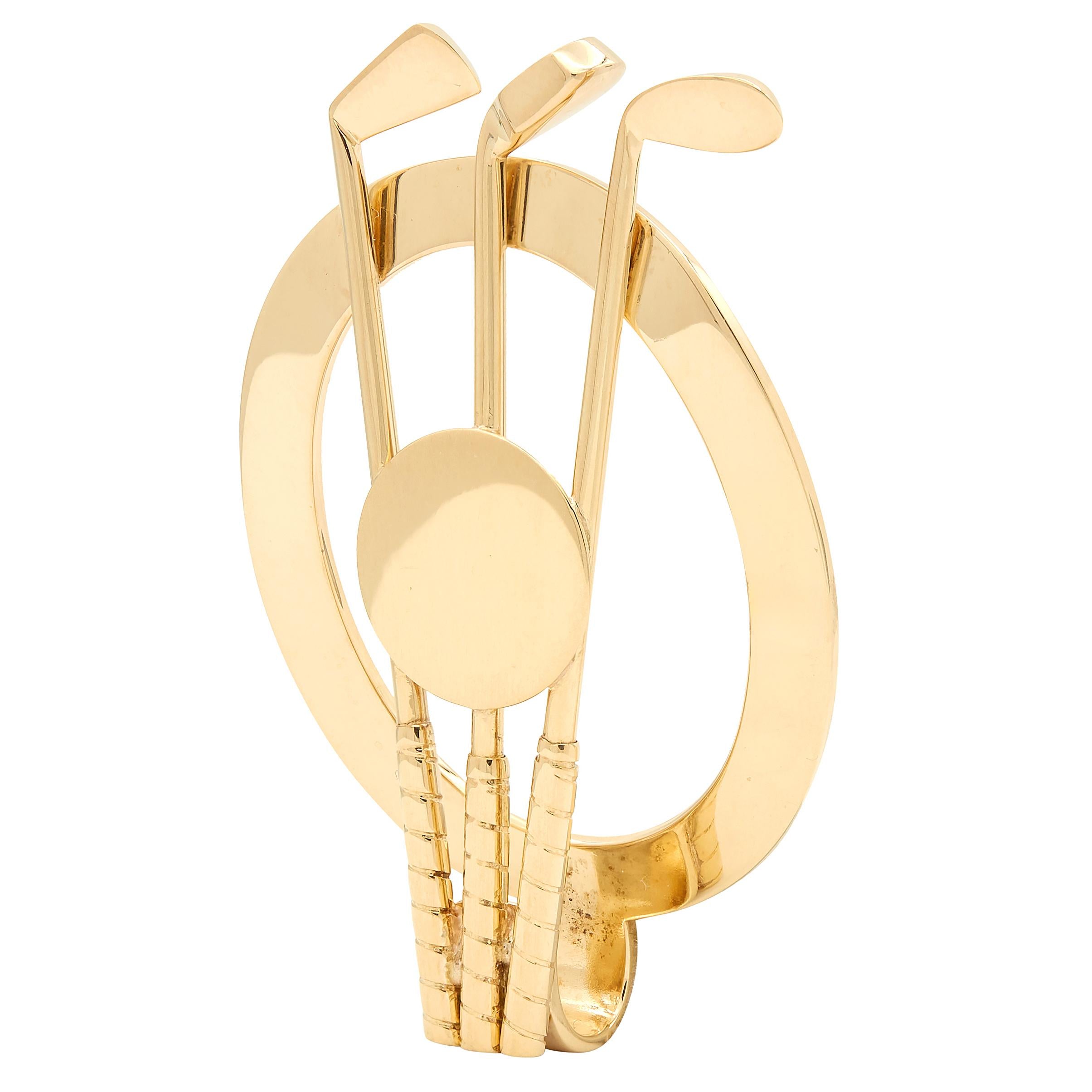 Tiffany & Co. 1940's 14 Karat Yellow Gold Vintage Unisex Golf Club Money Clip