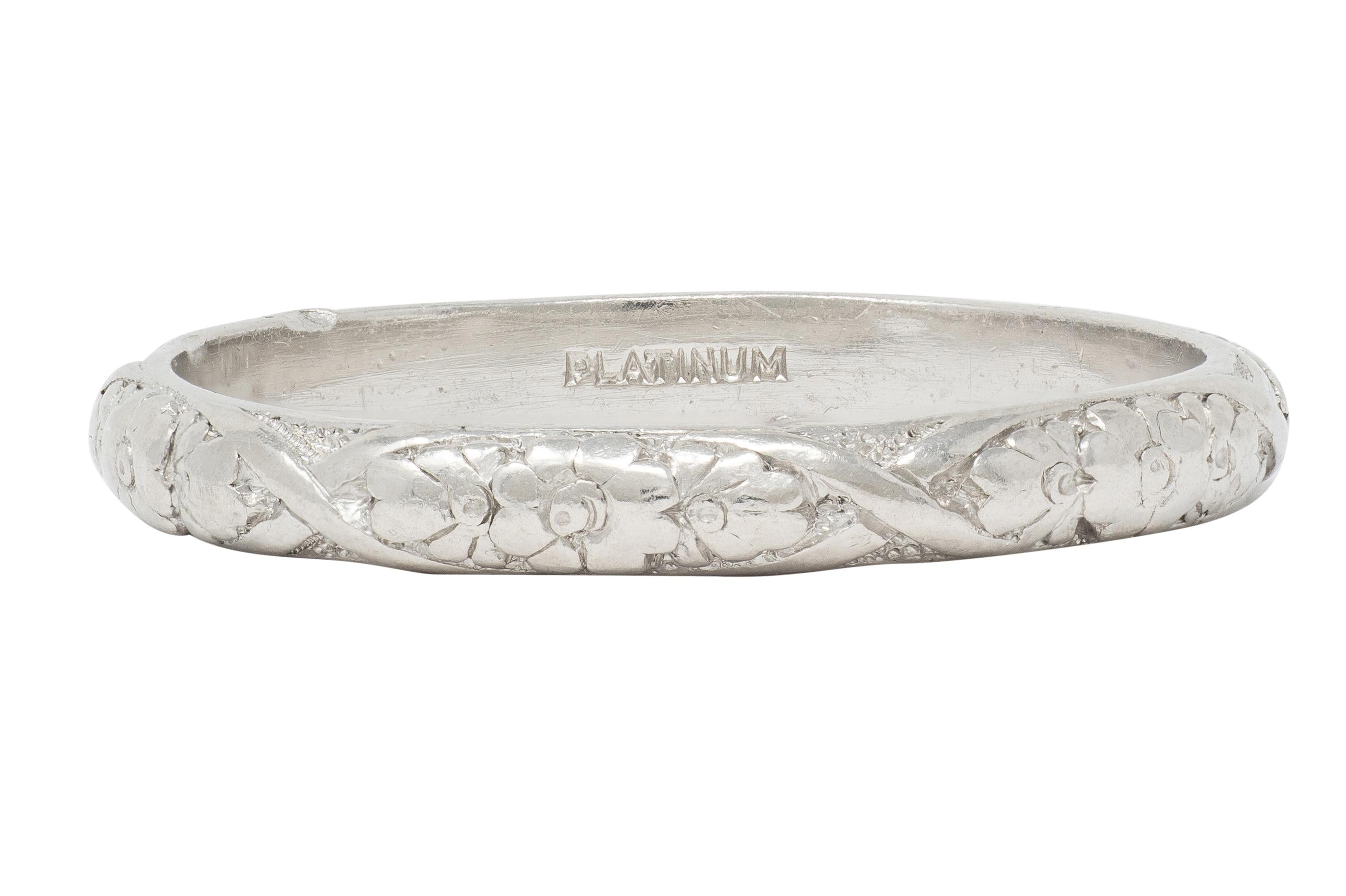 Art Deco Platinum Orange Blossom Wedding Band Ring