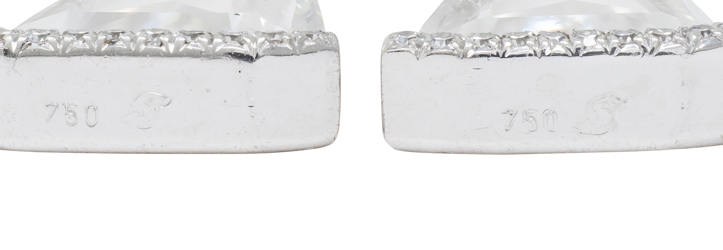 Contemporary 4.62 CTW Trapezoid Diamond 18 Karat White Gold Drop Earrings