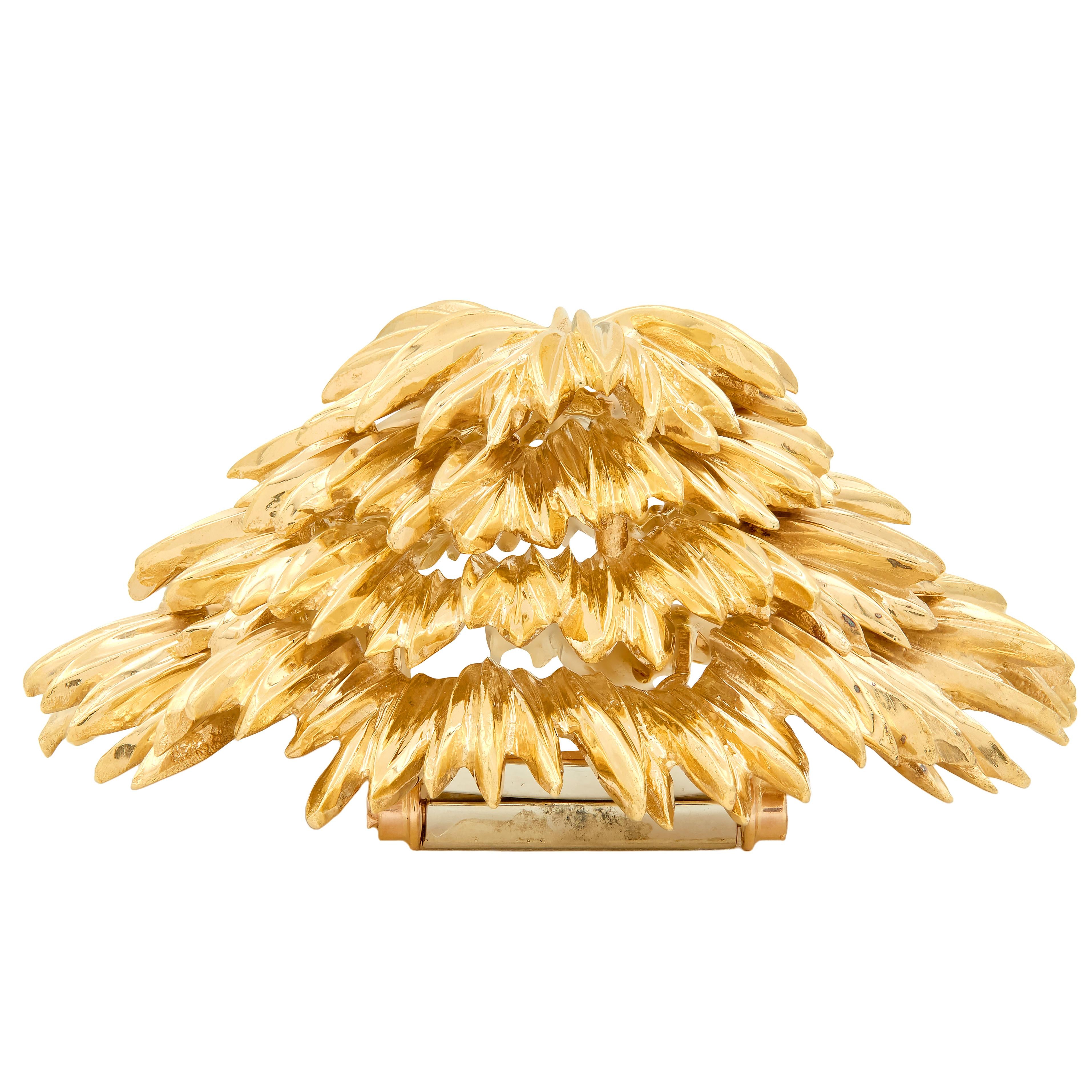 Van Cleef & Arpels 1950's French 18K Yellow Vintage Gold Thistle Flower Brooch