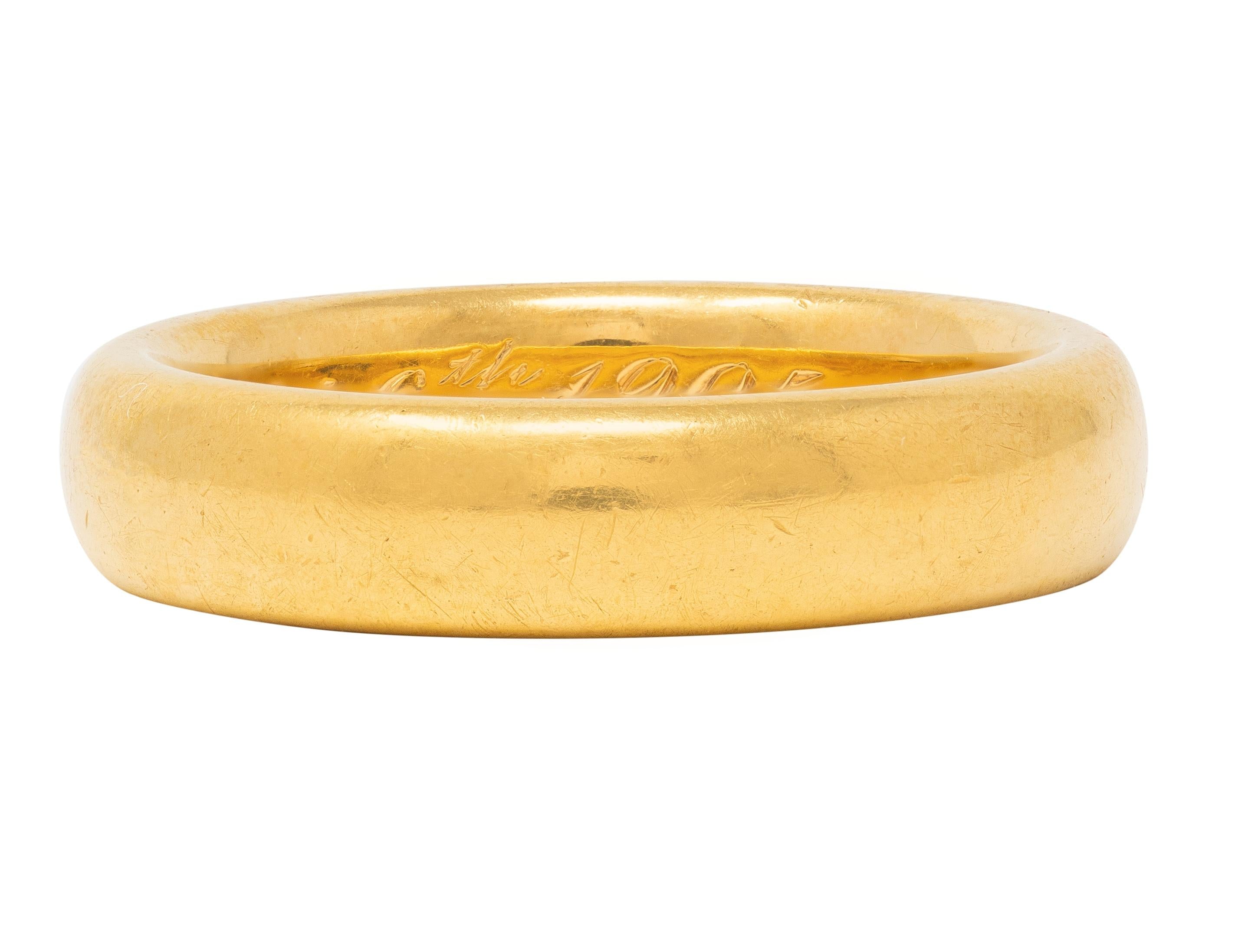 Tiffany & Co. 1905 18 Karat Yellow Gold Inscribed Antique Wedding Band Ring