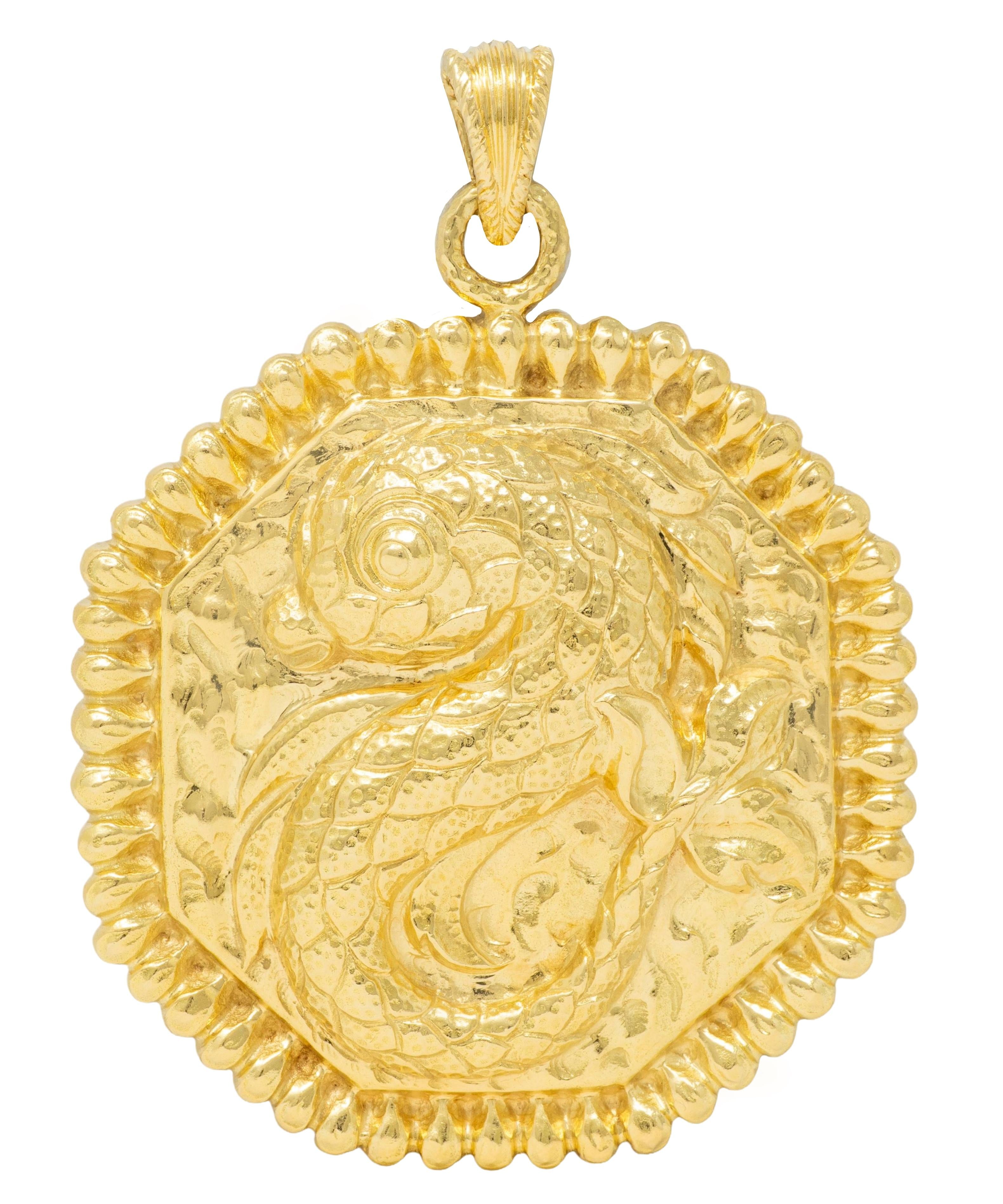 Van Cleef & Arpels French 1970's 18 Karat Yellow Gold Vintage Koi Fish Pendant