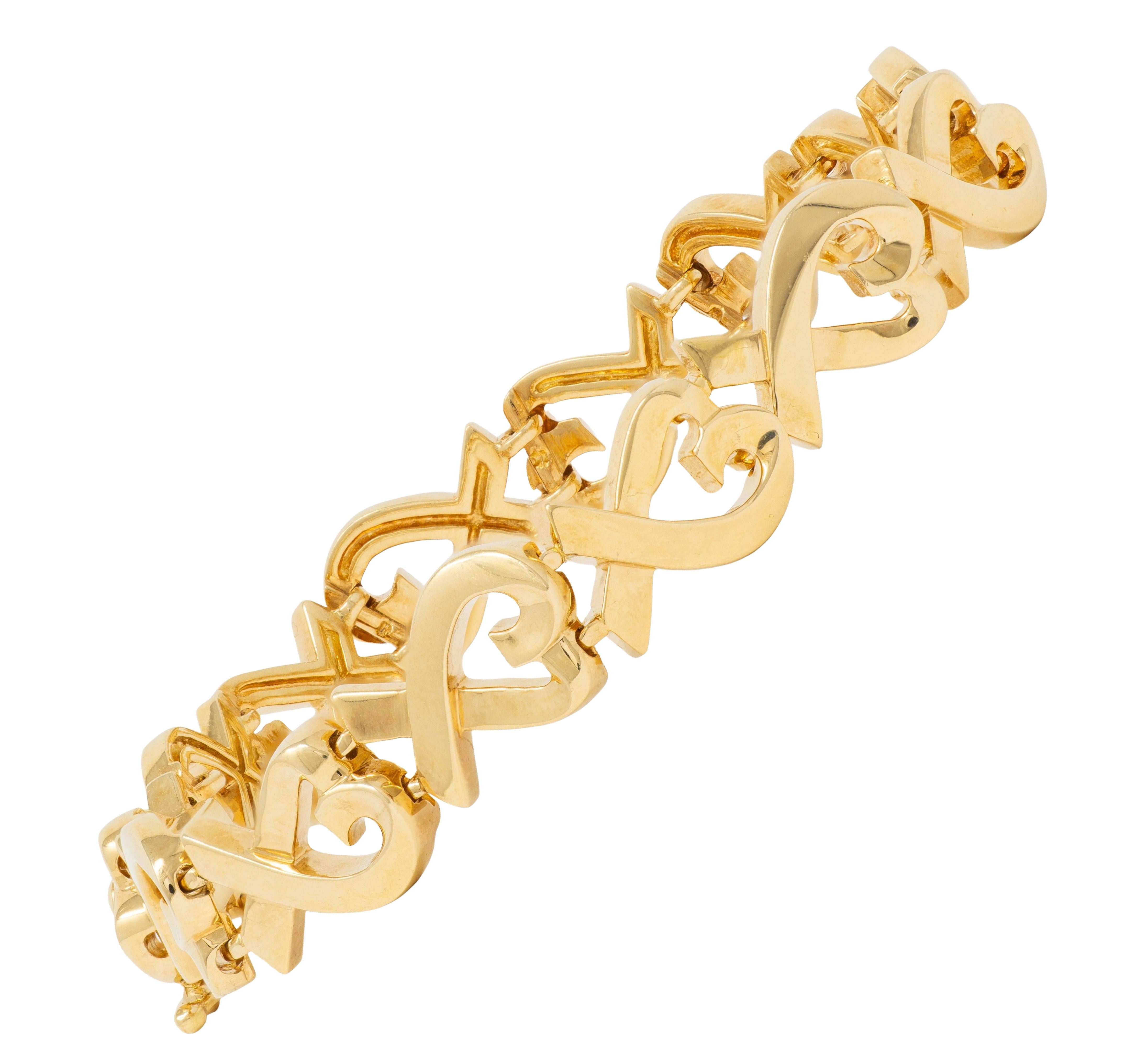 Tiffany & Co. Paloma Picasso 1980's 18K Gold Vintage Loving Hearts Bracelet