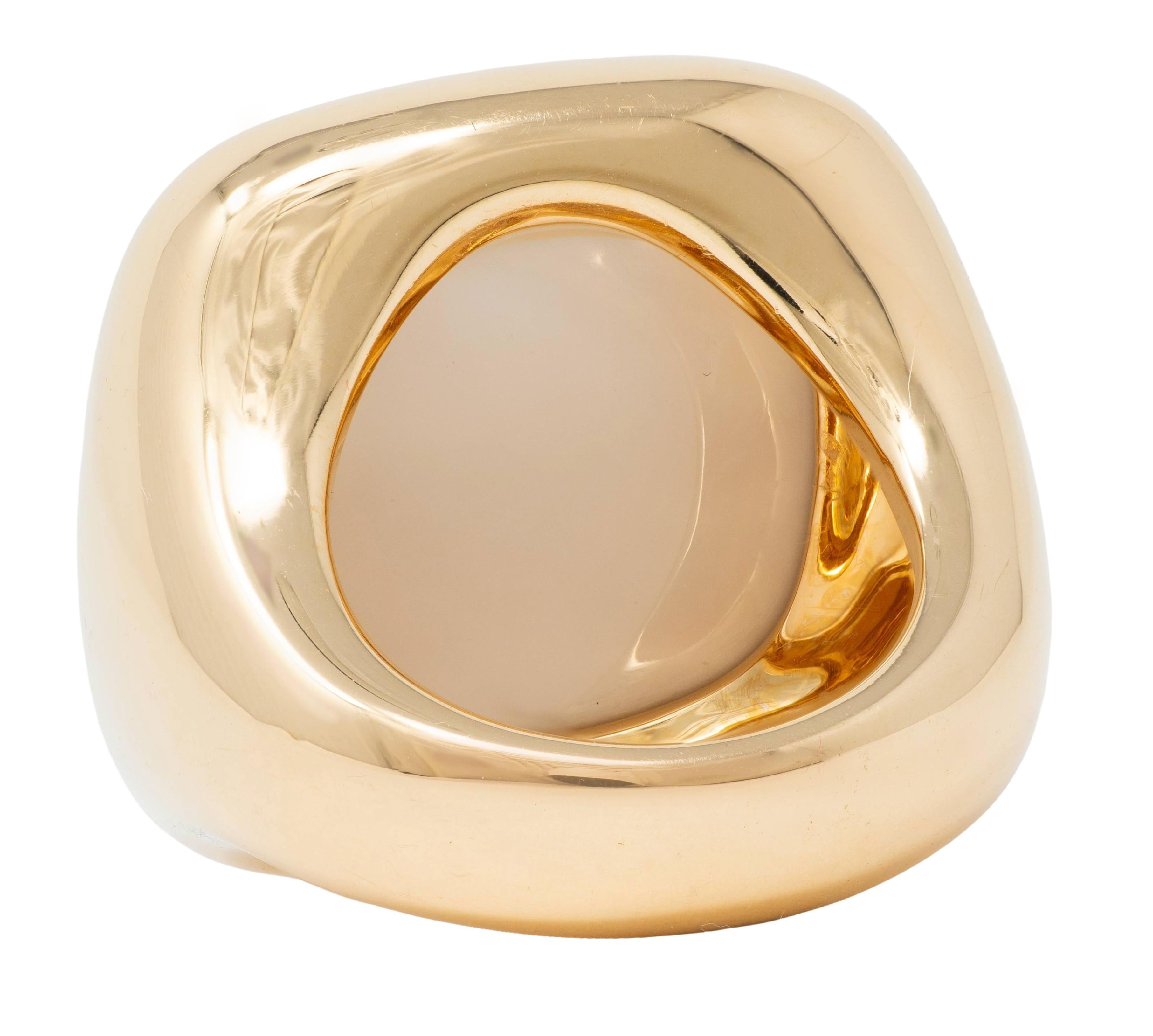 Pomellato Contemporary White Chalcedony 18K Yellow Gold Faceted Cocktail Ring