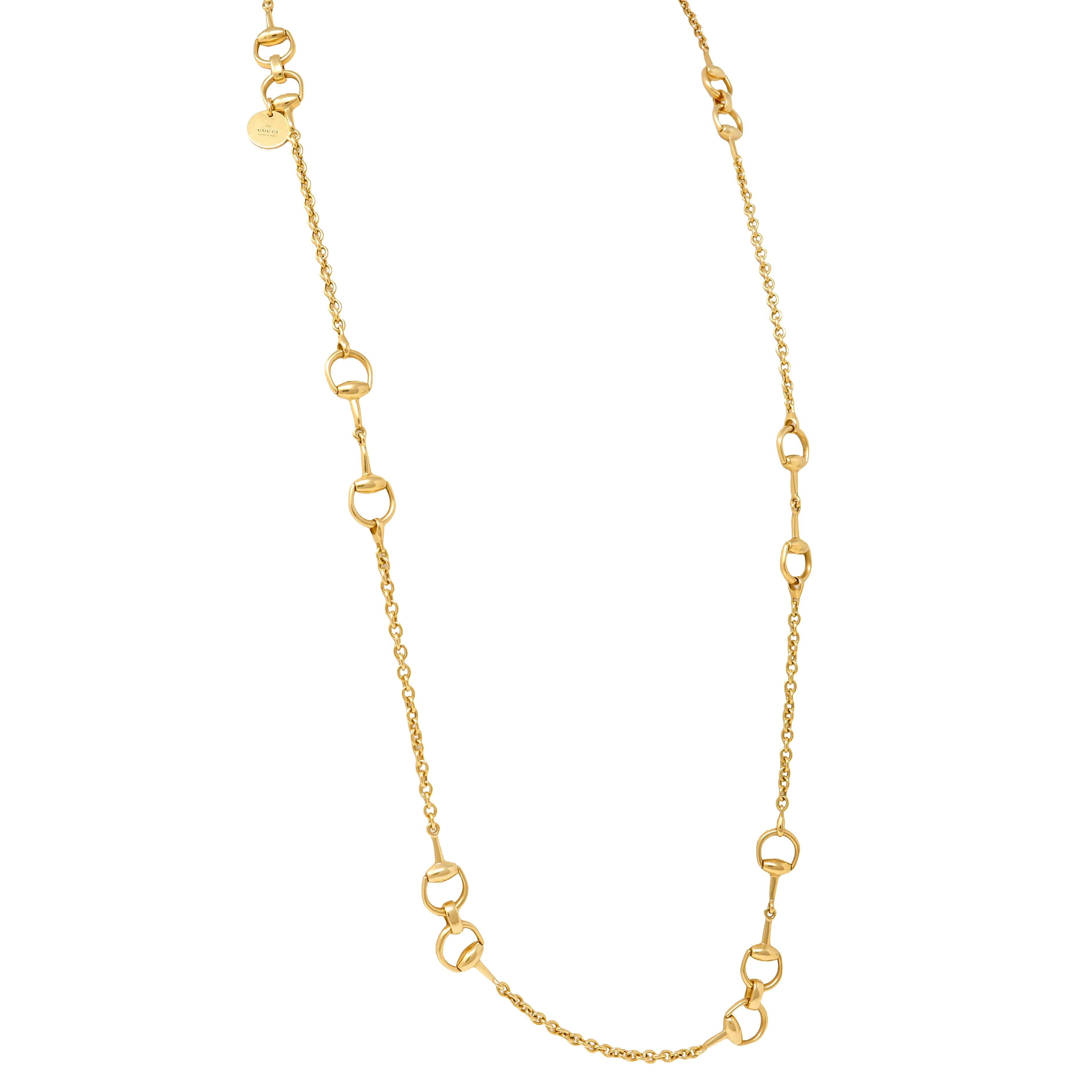 Gucci 1990's 18 Karat Yellow Gold Vintage Horsebit Long Chain Necklace