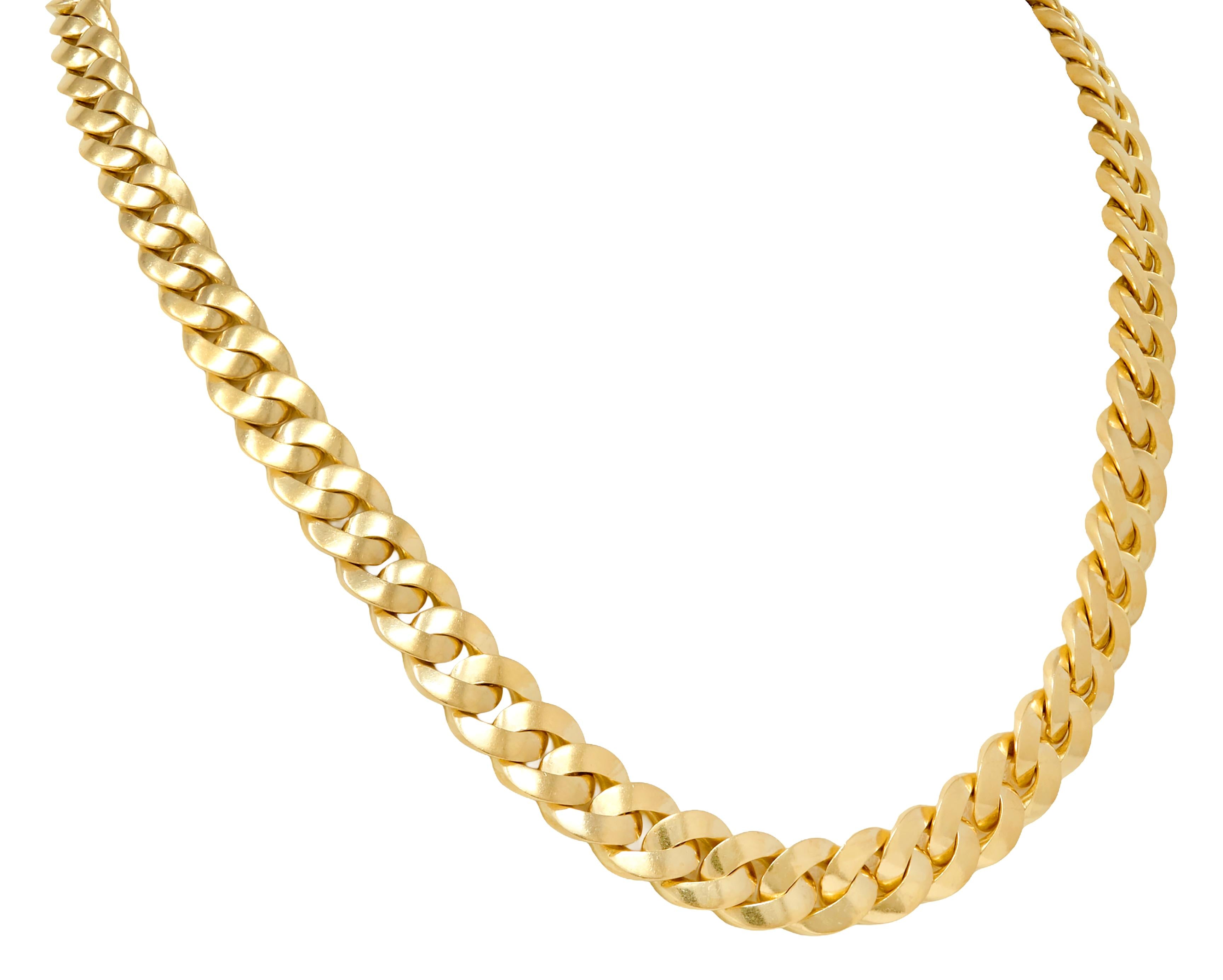 Bulgari 1980's 18 Karat Yellow Gold Vintage Graduated Curb Link Chain Necklace