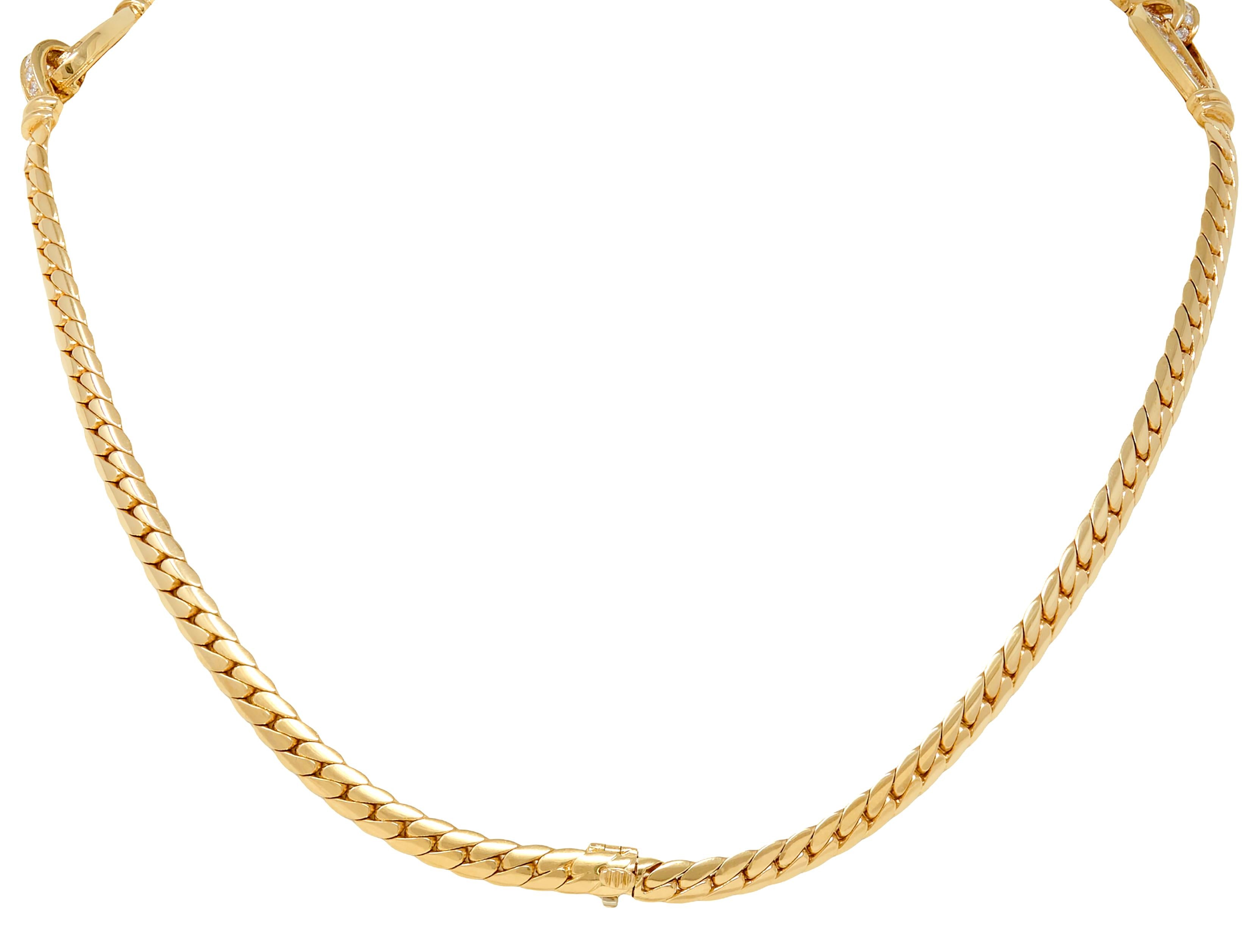 Cartier Georges L'Enfant French 1970's Diamond 18K Yellow Gold Vintage Necklace