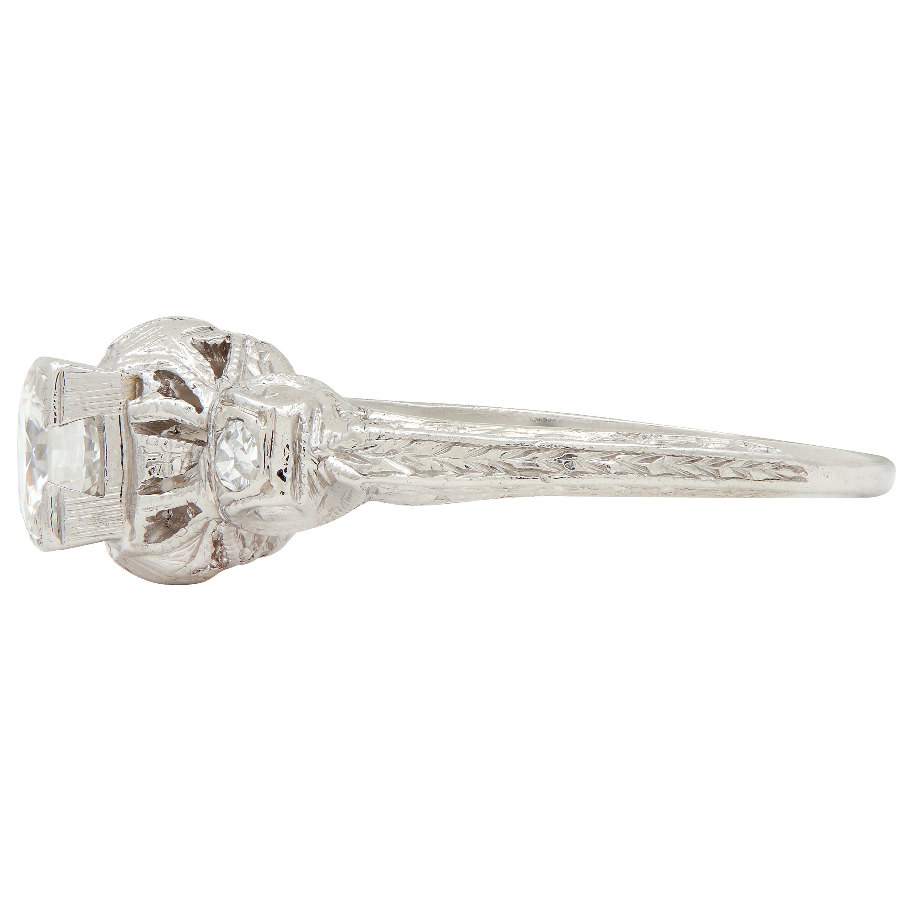 Maurice Tishman Art Deco 0.40 CTW Diamond Platinum Vintage Engagement Ring