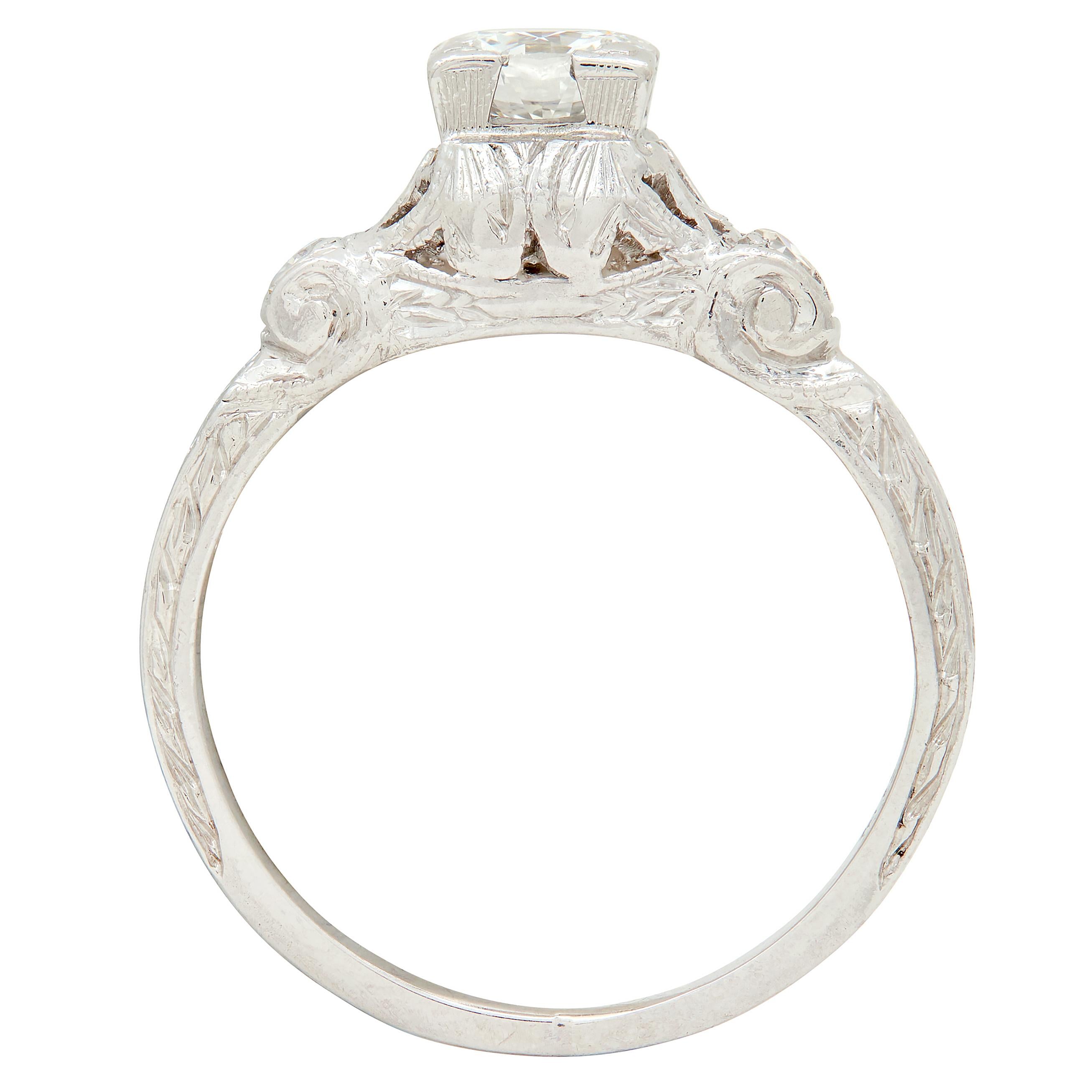 Maurice Tishman Art Deco 0.40 CTW Diamond Platinum Vintage Engagement Ring