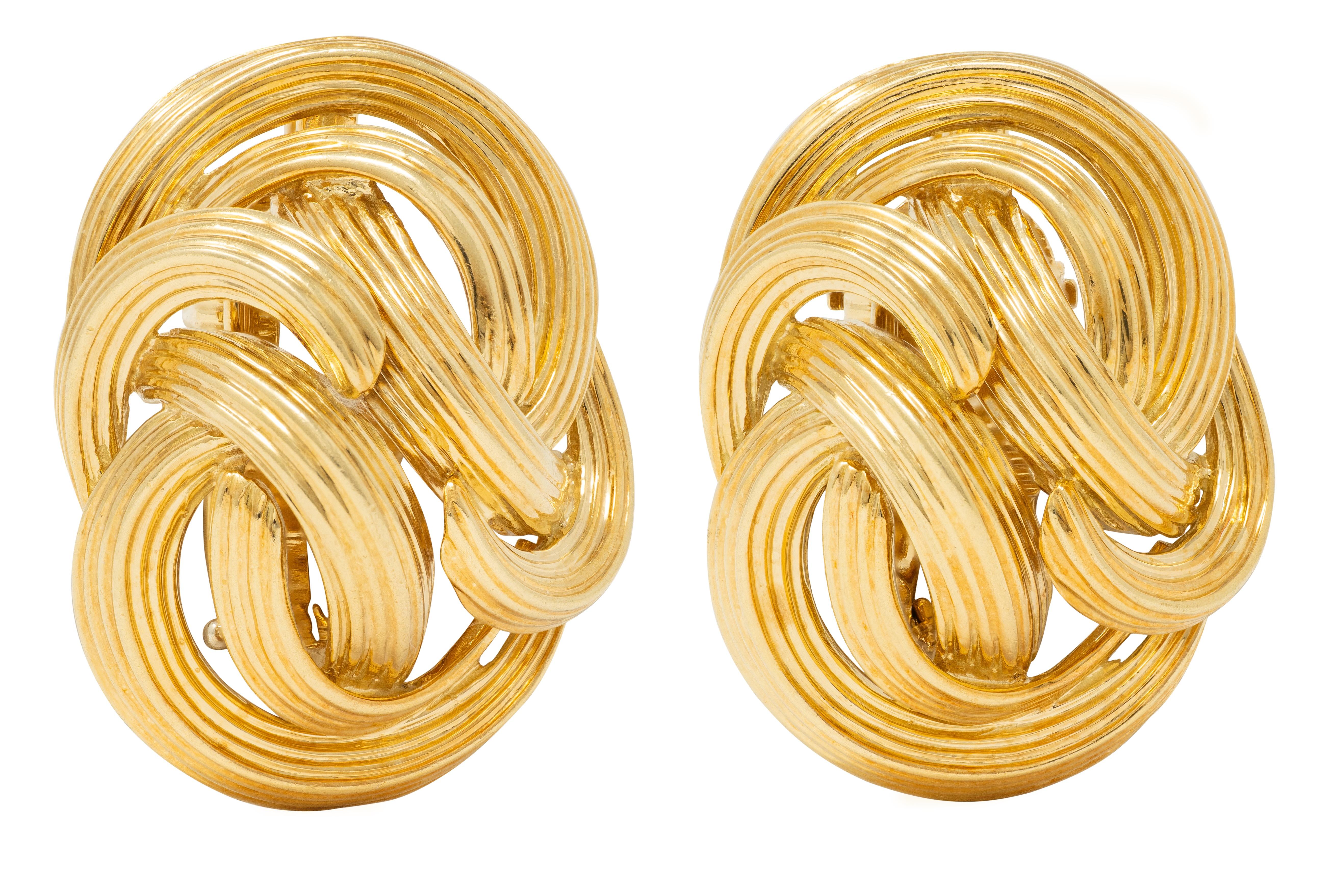 Tiffany & Co. 1960's 18 Karat Yellow Gold Vintage Knot Ear-Clip Earrings