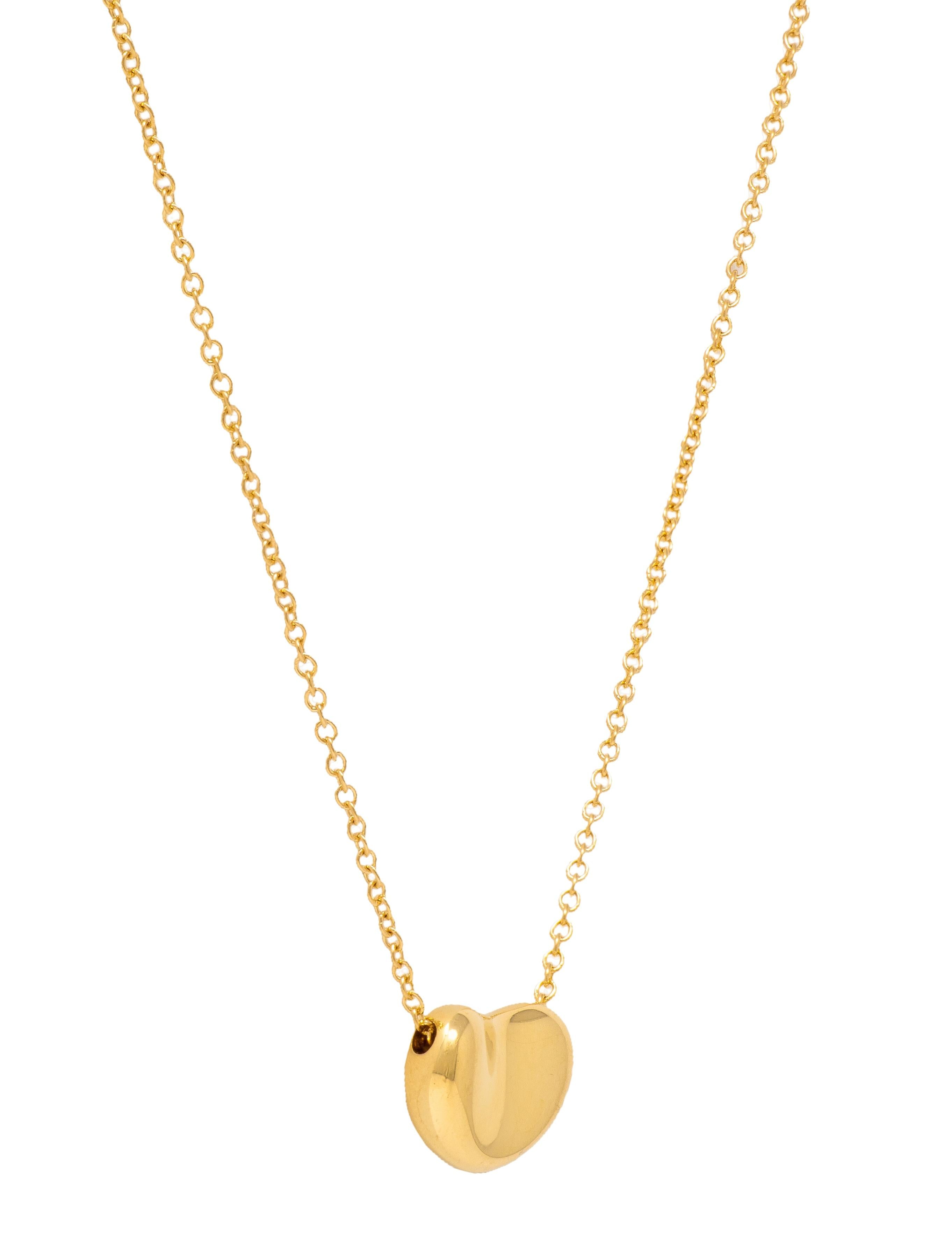 Elsa Peretti Tiffany & Co. 1990's 18 Karat Yellow Gold Bean Pendant Necklace