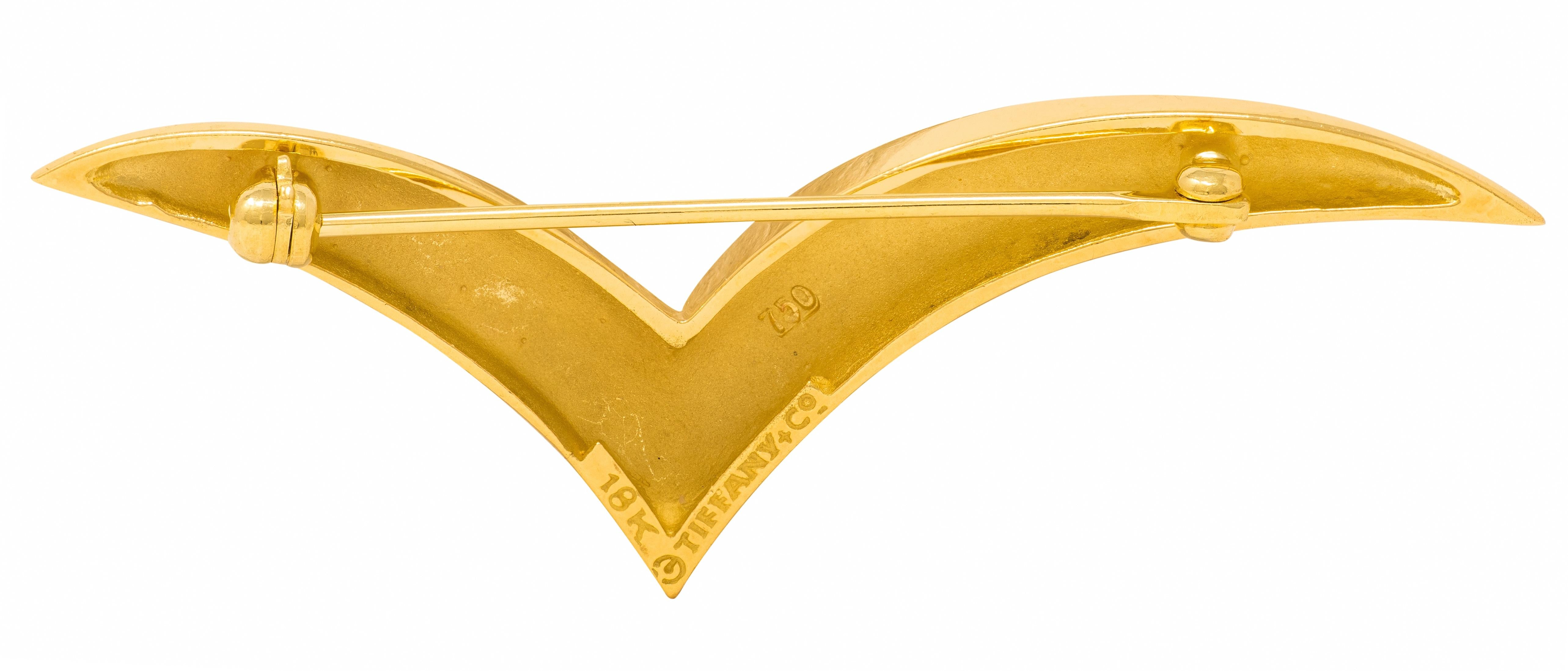 Angela Cummings Tiffany & Co. 1980's 18 Karat Yellow Gold Vintage Seagull Brooch