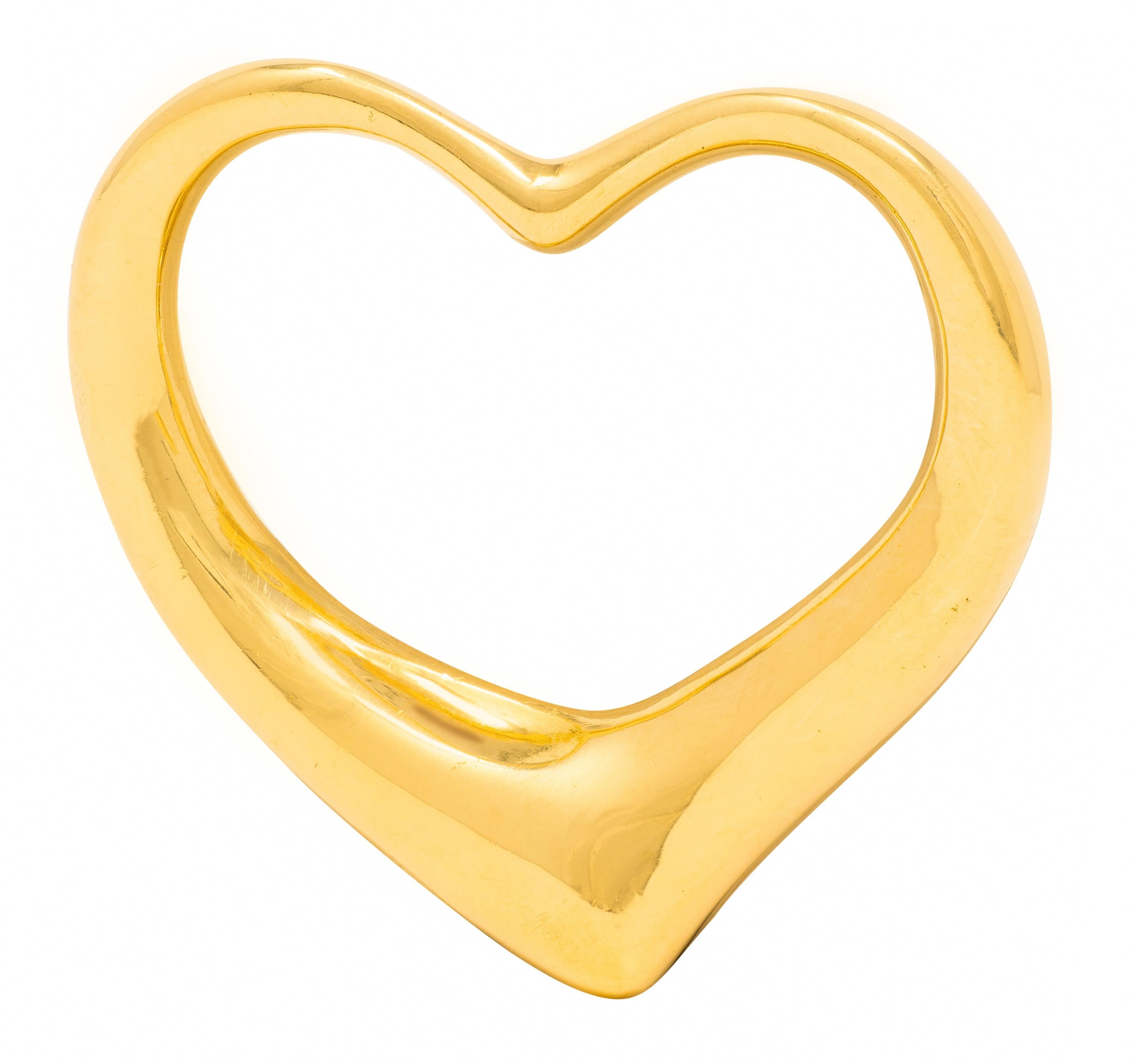 Elsa Peretti Tiffany & Co. 1990's 18K Yellow Gold Vintage Open Heart Pendant