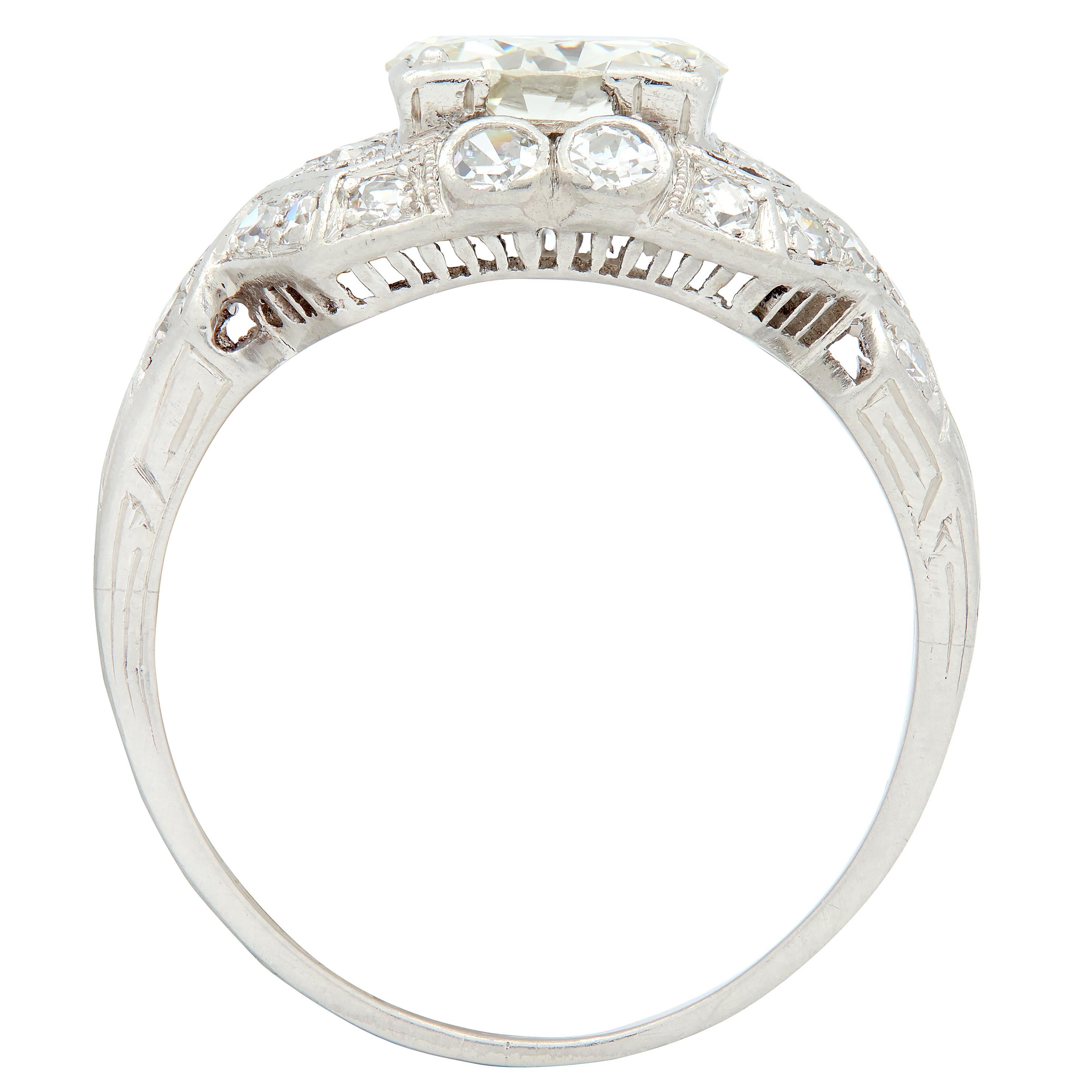 Art Deco 2.05 CTW Diamond Platinum Lily-Of-The Valley Vintage Engagement Ring