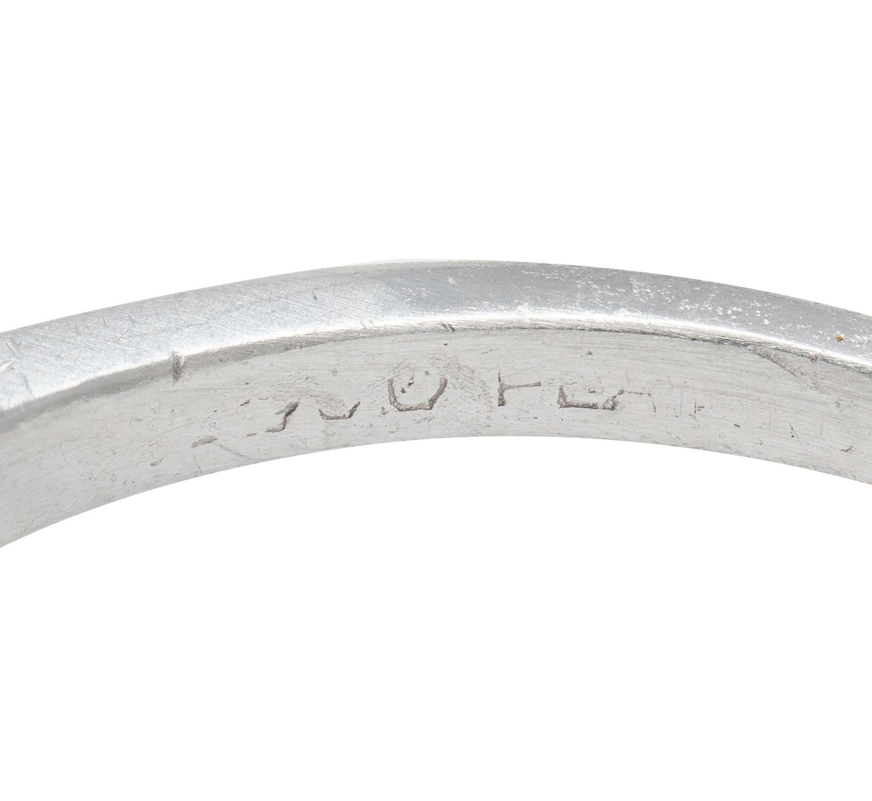 Art Deco 0.92 CTW Old European Diamond Platinum Vintage Lotus Engagement Ring