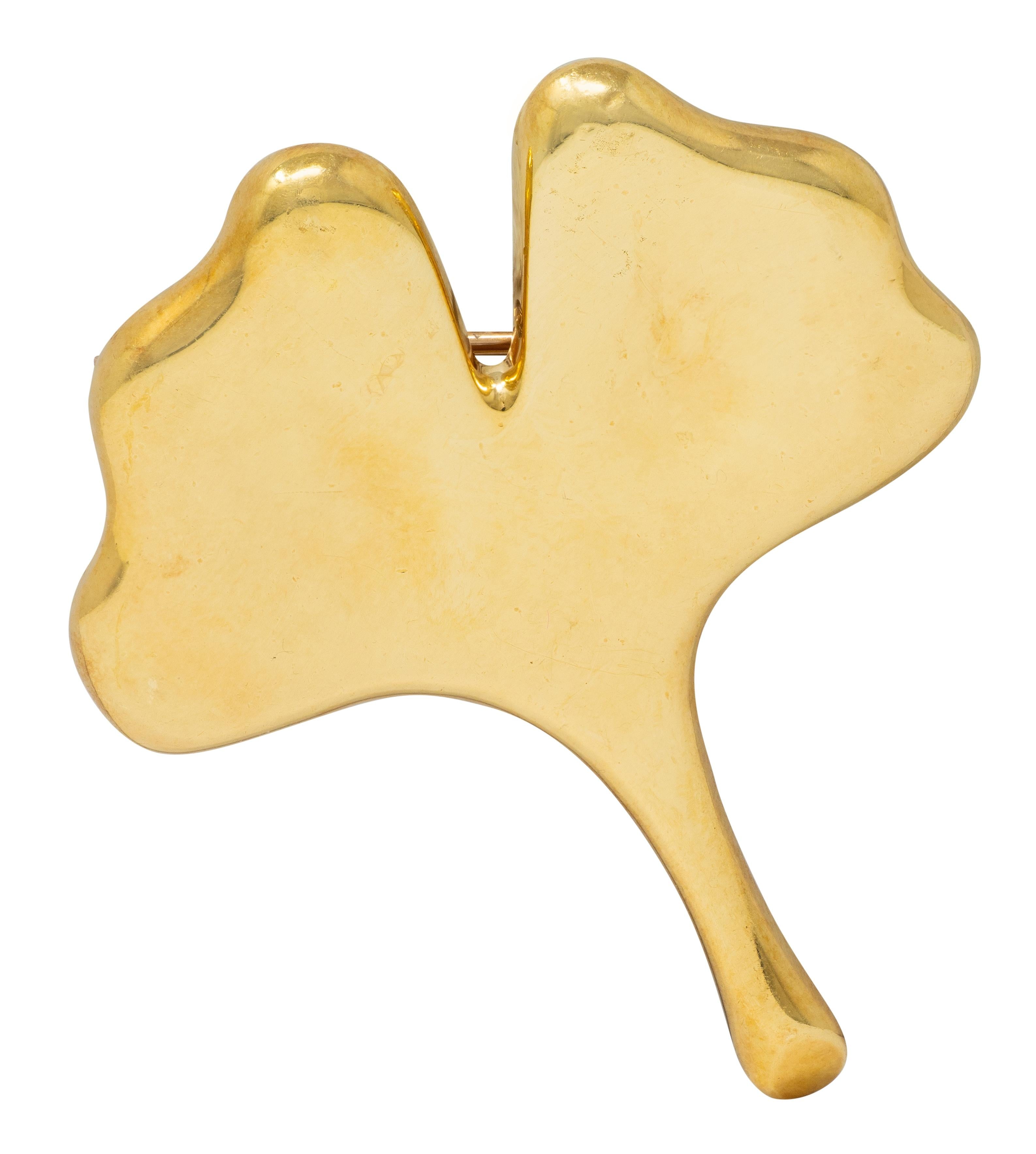 Tiffany & Co. Angela Cummings 1980's 18K Gold Vintage Ginko Leaf Brooch