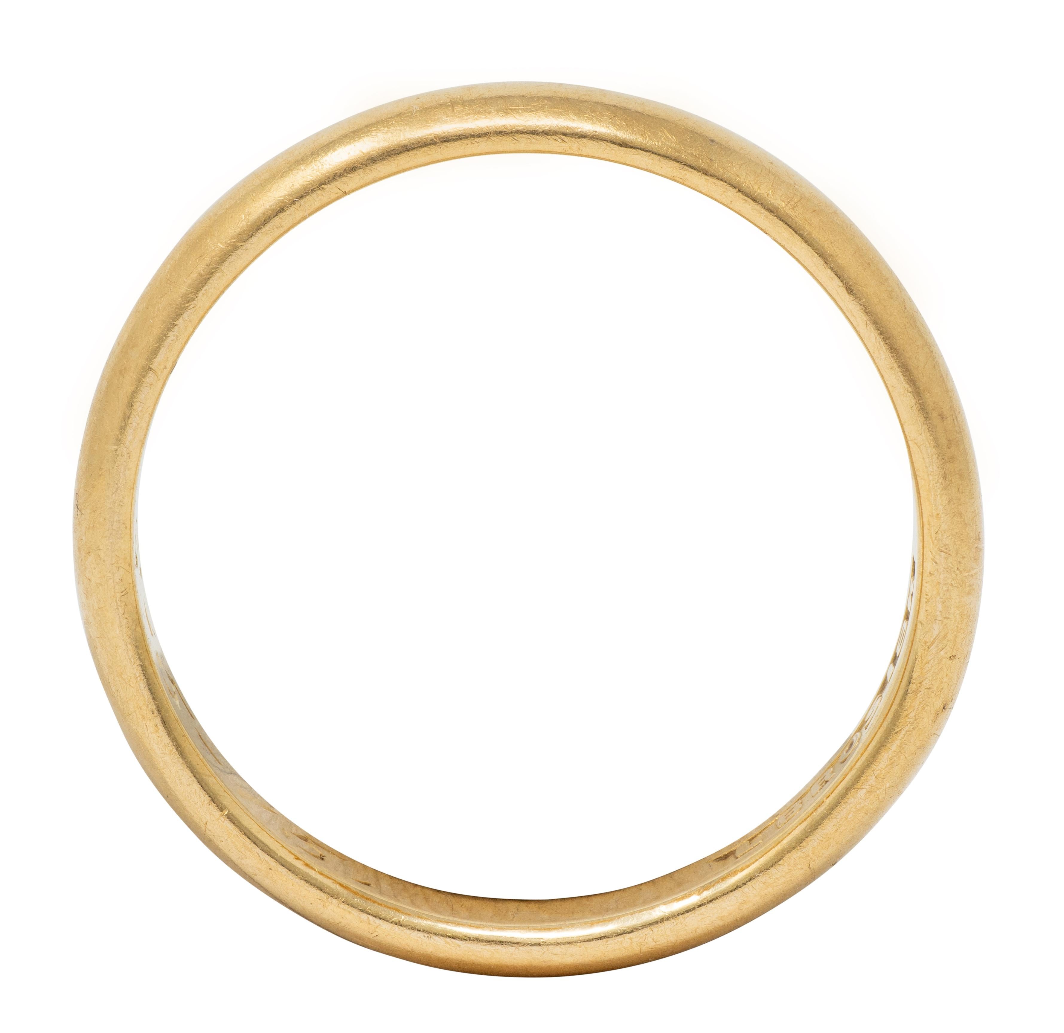 1915 18 Karat Yellow Gold Inscribed Antique Unisex Wedding Band Ring