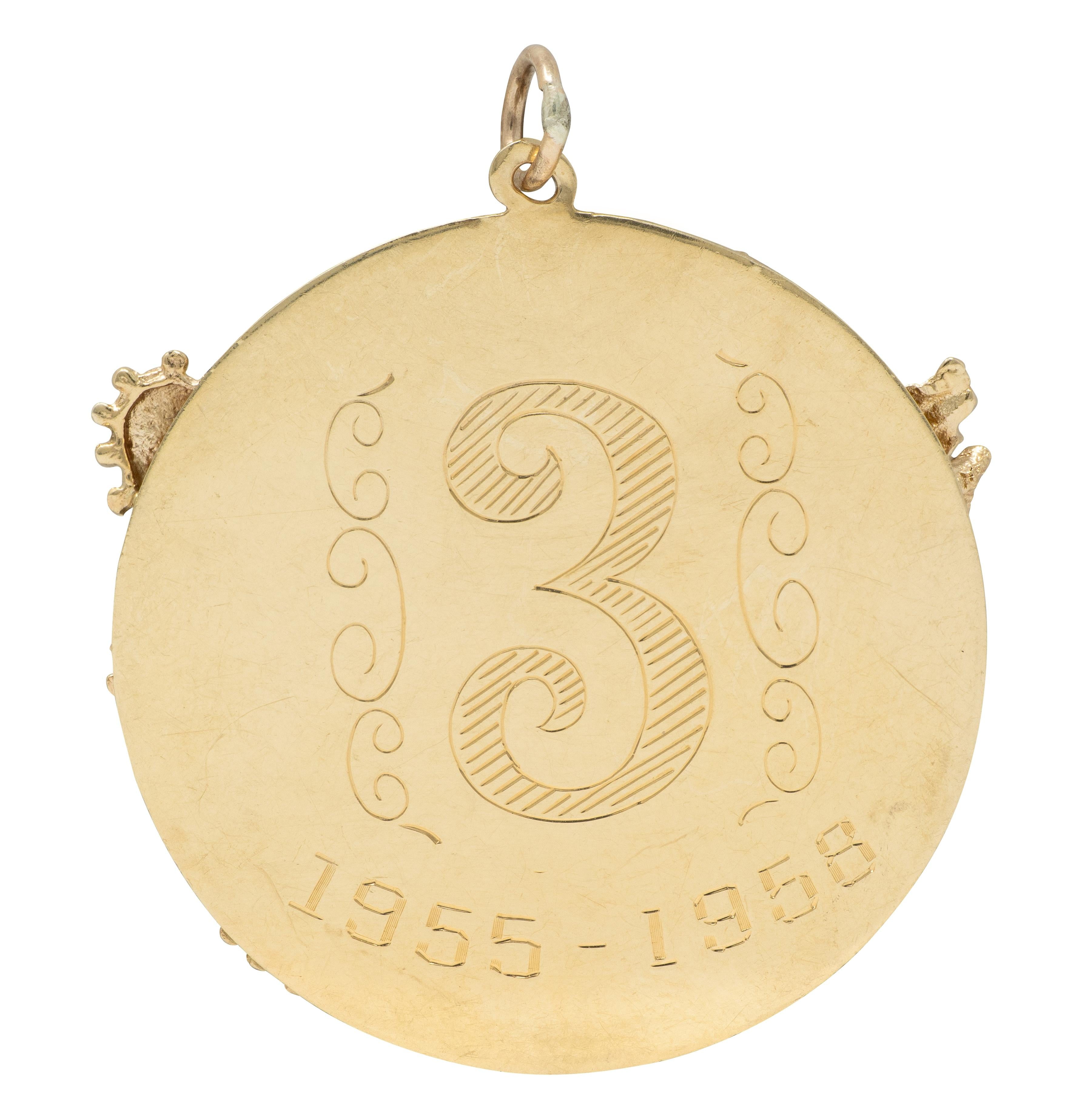 1950's Multi-Gem 14 Karat Yellow Gold Vintage Cupid Pendant Charm