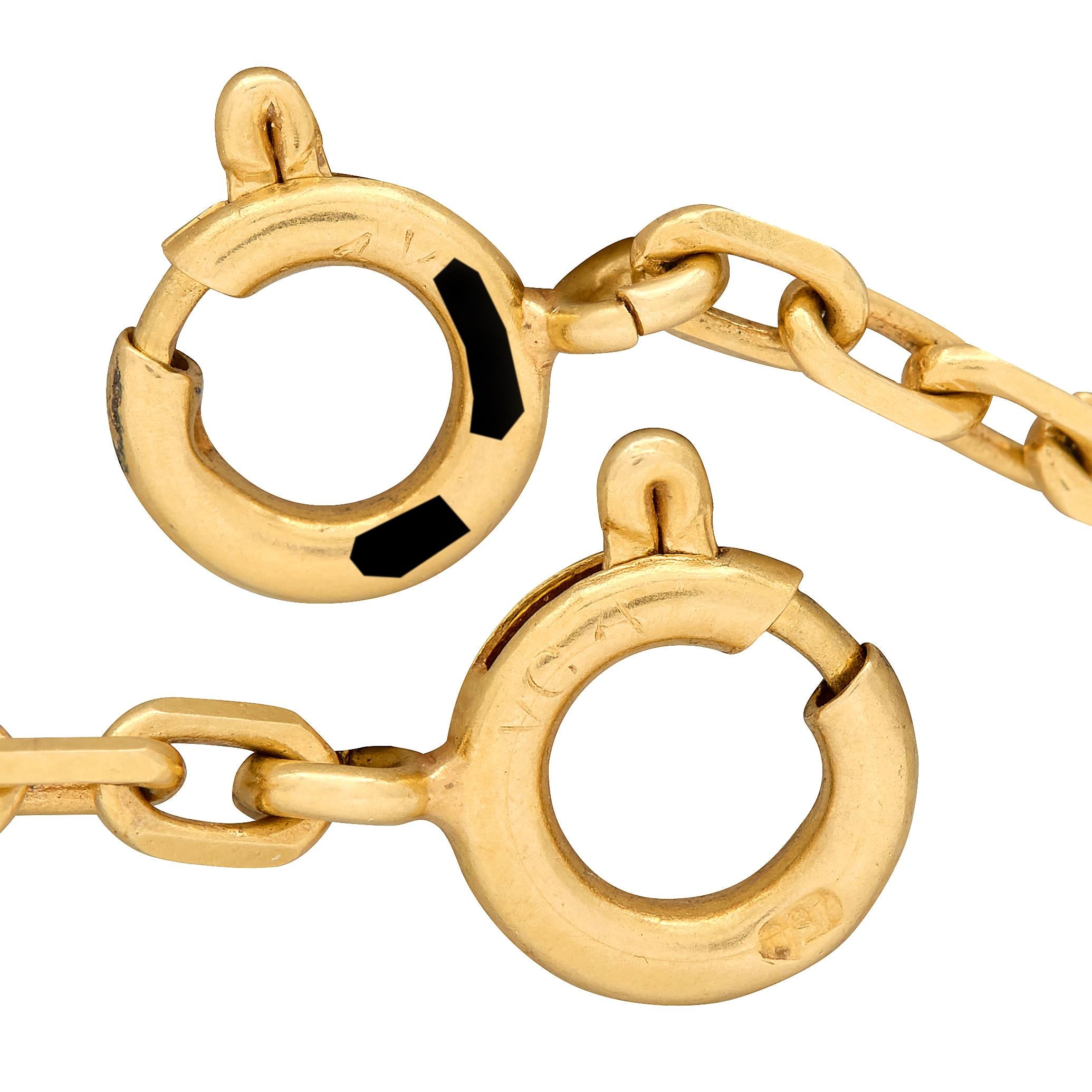 Van Cleef & Arpels 1970's Ebony Wood 18K Yellow Gold Vintage Station Necklace