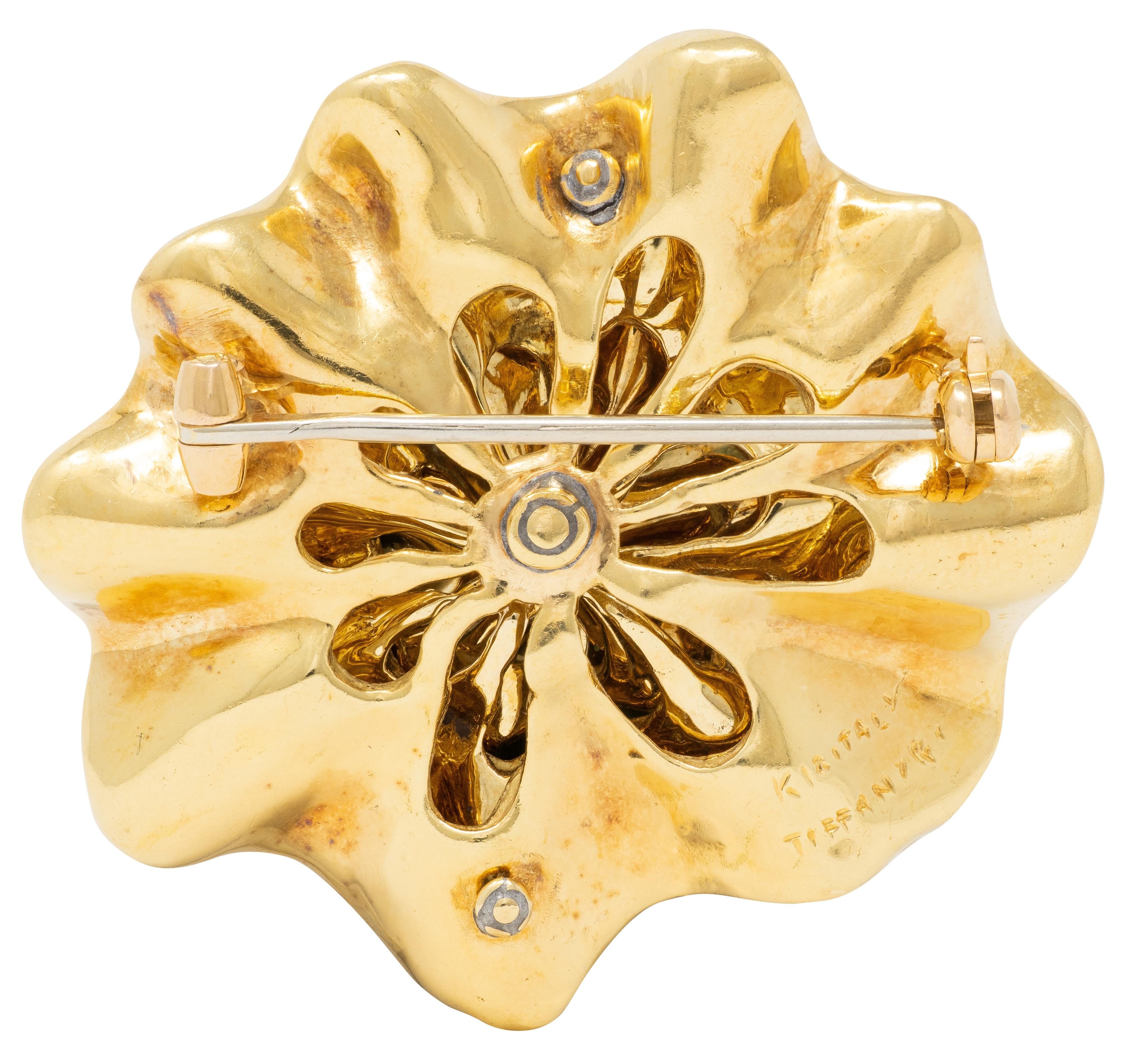 Tiffany & Co. 1960's Enamel 18 Karat Yellow Gold Vintage Brooch