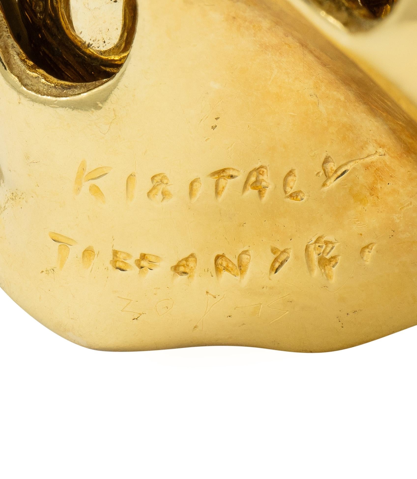 Tiffany & Co. 1960's Enamel 18 Karat Yellow Gold Vintage Brooch