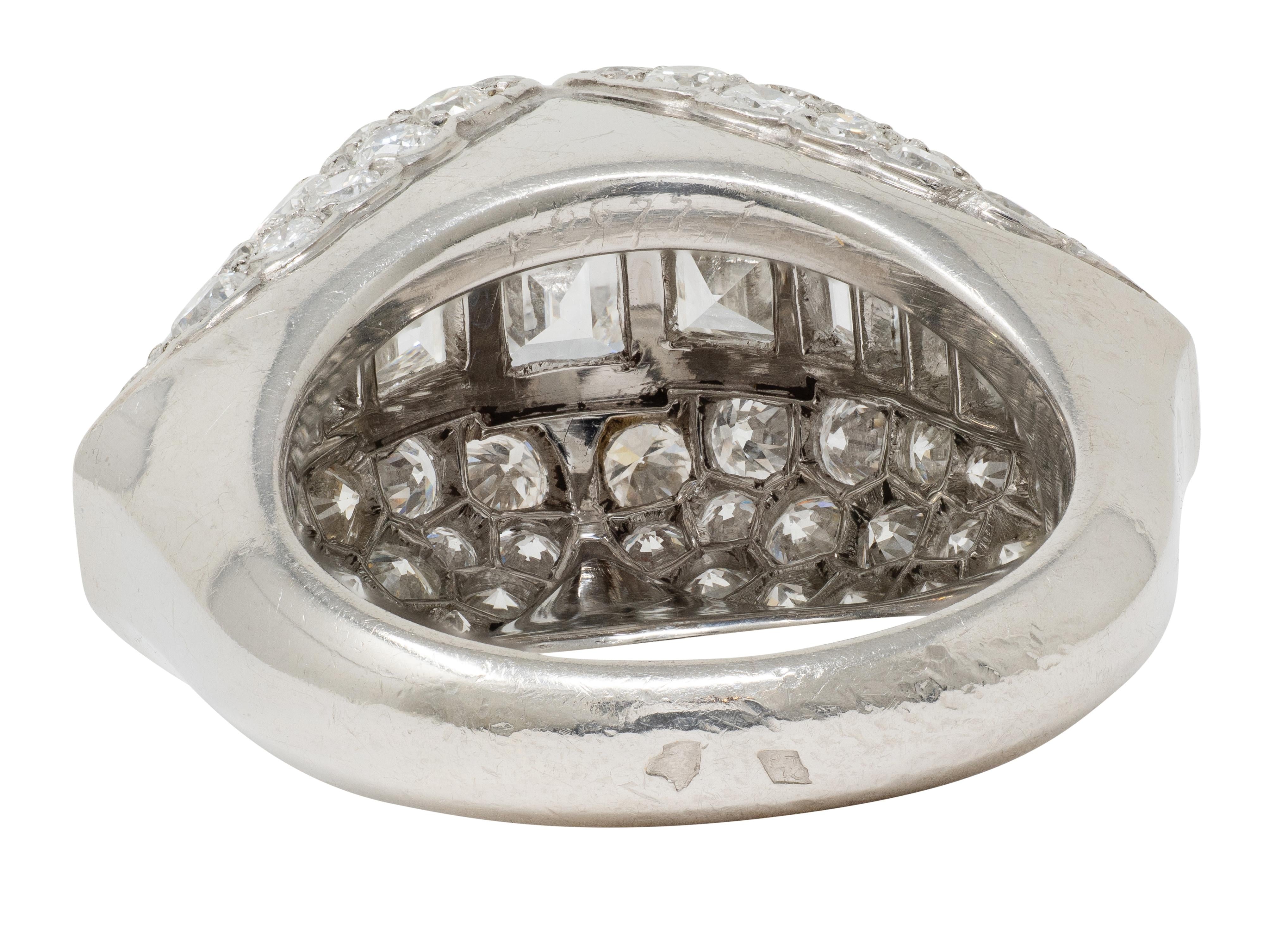 Cartier Paris Art Deco Diamond Platinum Vintage 1930's French Bombé Ring