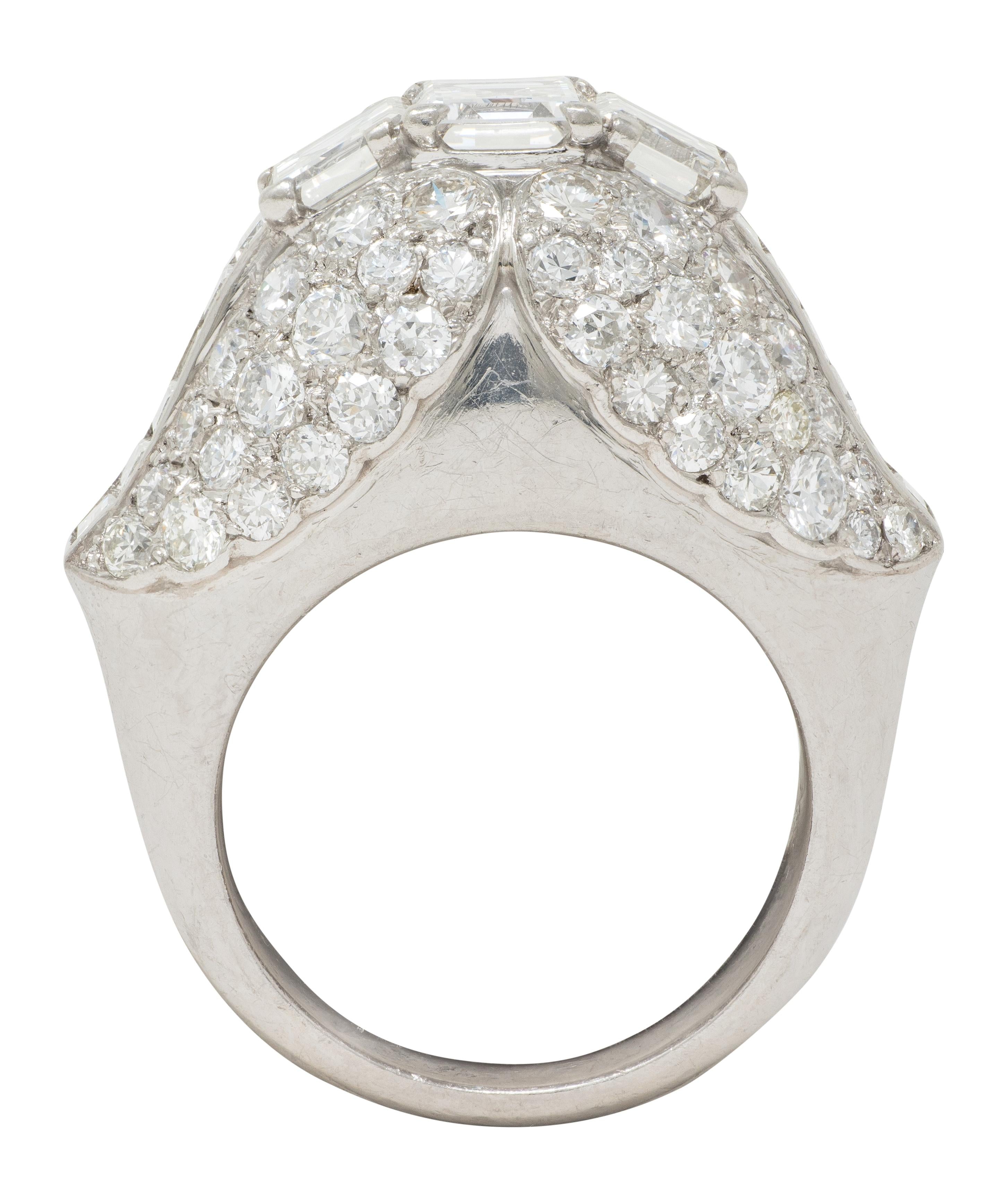 Cartier Paris Art Deco Diamond Platinum Vintage 1930's French Bombé Ring