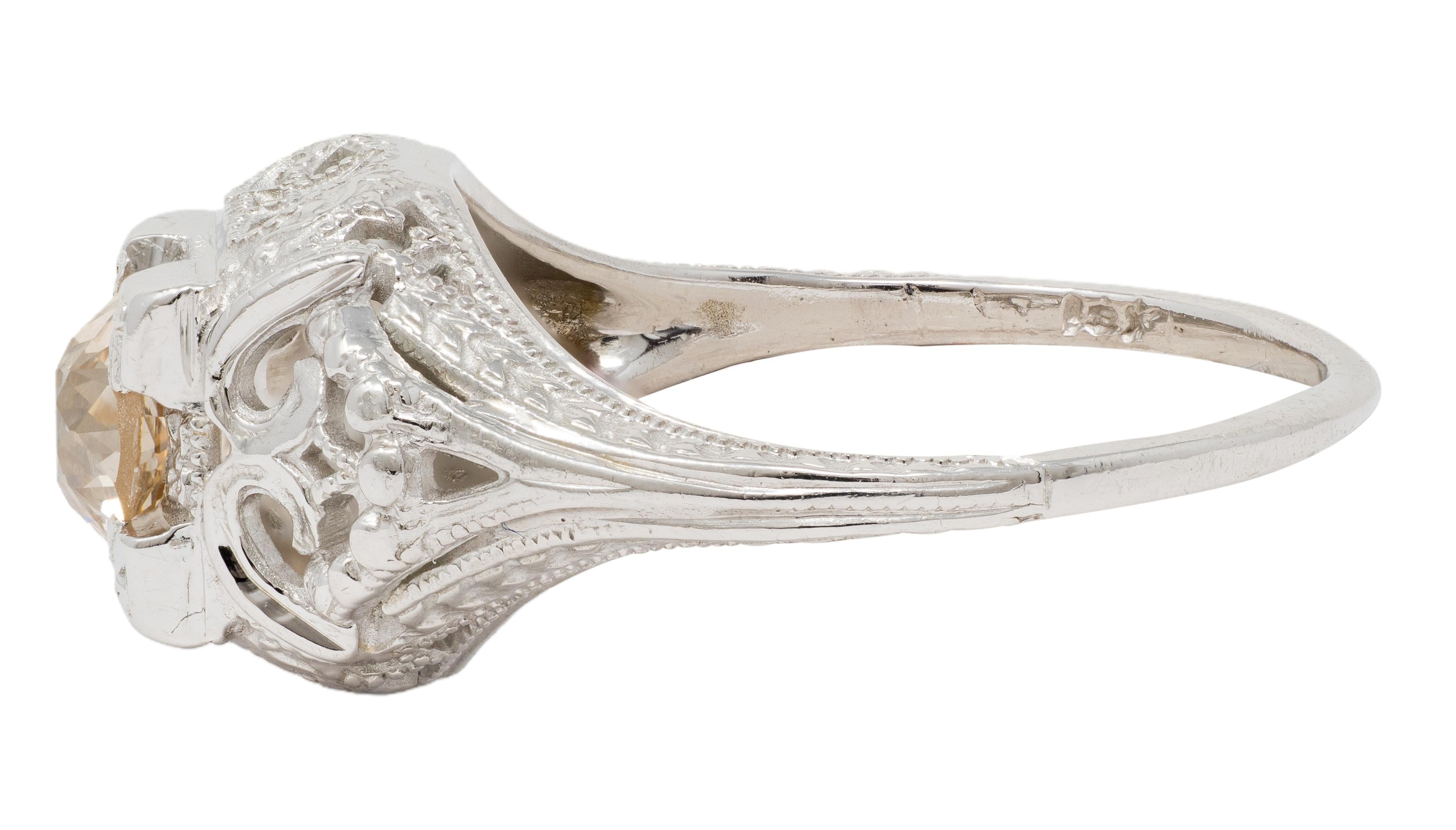 Art Deco 0.42 CTW Fancy Brown-Yellow Diamond 18K Gold Vintage Engagement Ring