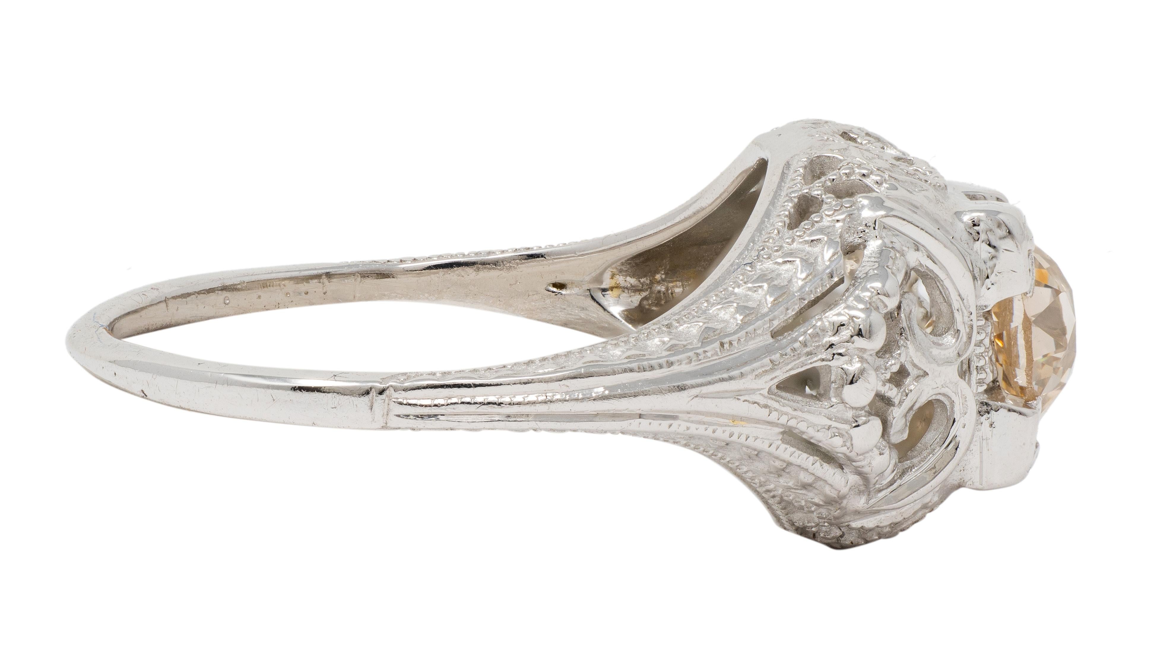 Art Deco 0.42 CTW Fancy Brown-Yellow Diamond 18K Gold Vintage Engagement Ring