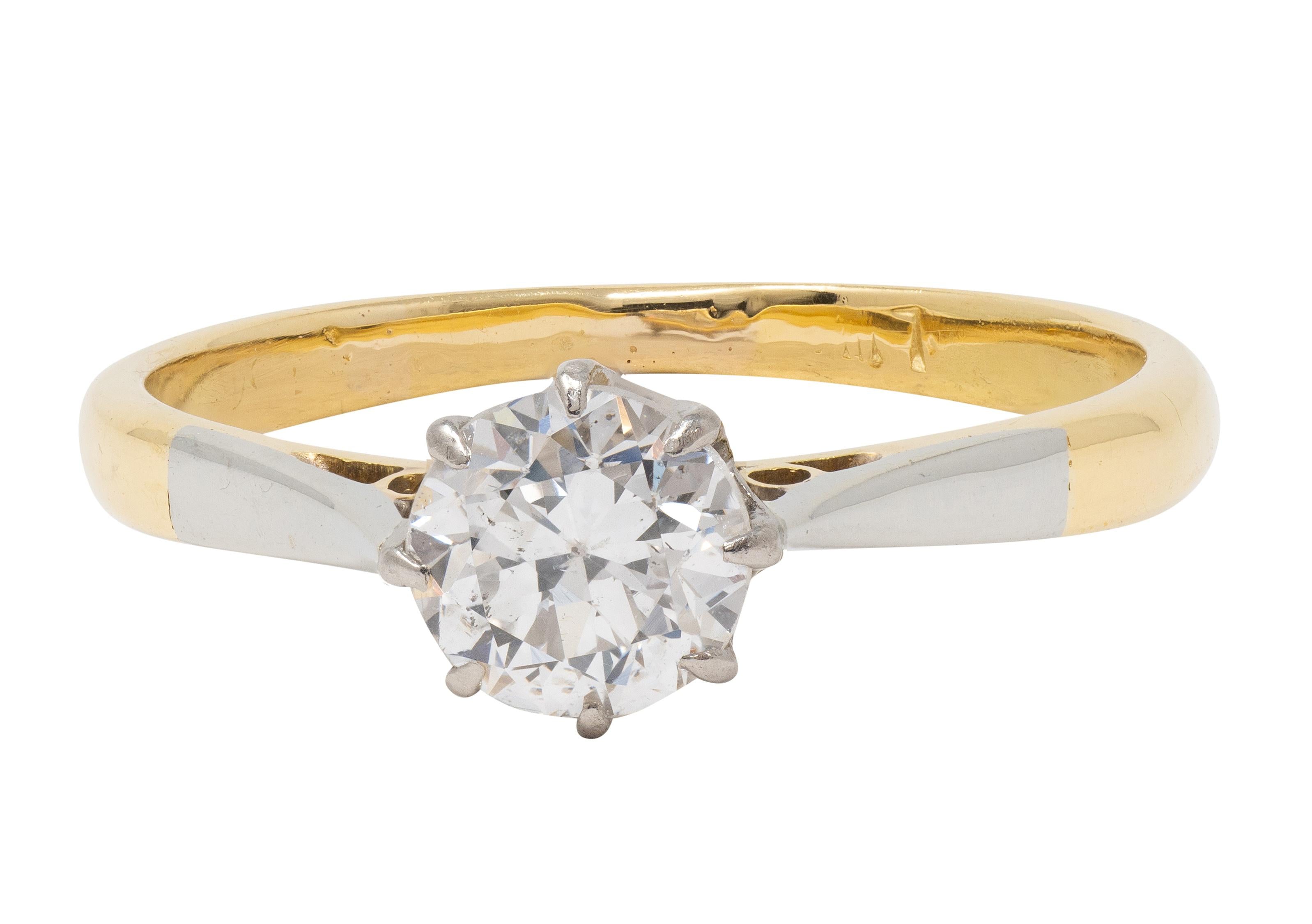 Edwardian 0.55 CTW Old European Cut Diamond Platinum 18K Antique Engagement Ring