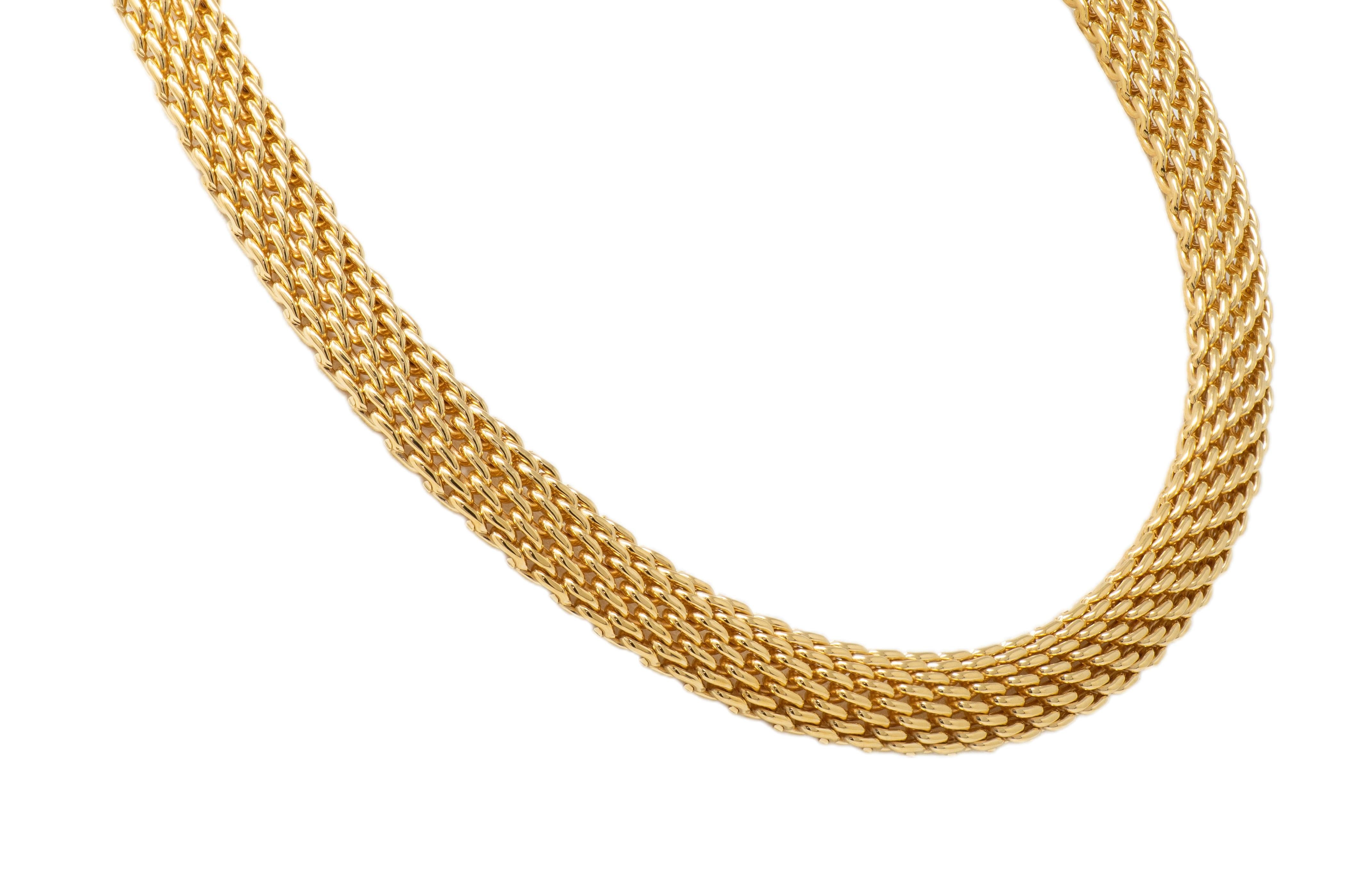 Tiffany & Co. 2001 18 Karat Yellow Gold Vintage Somerset Mesh Necklace